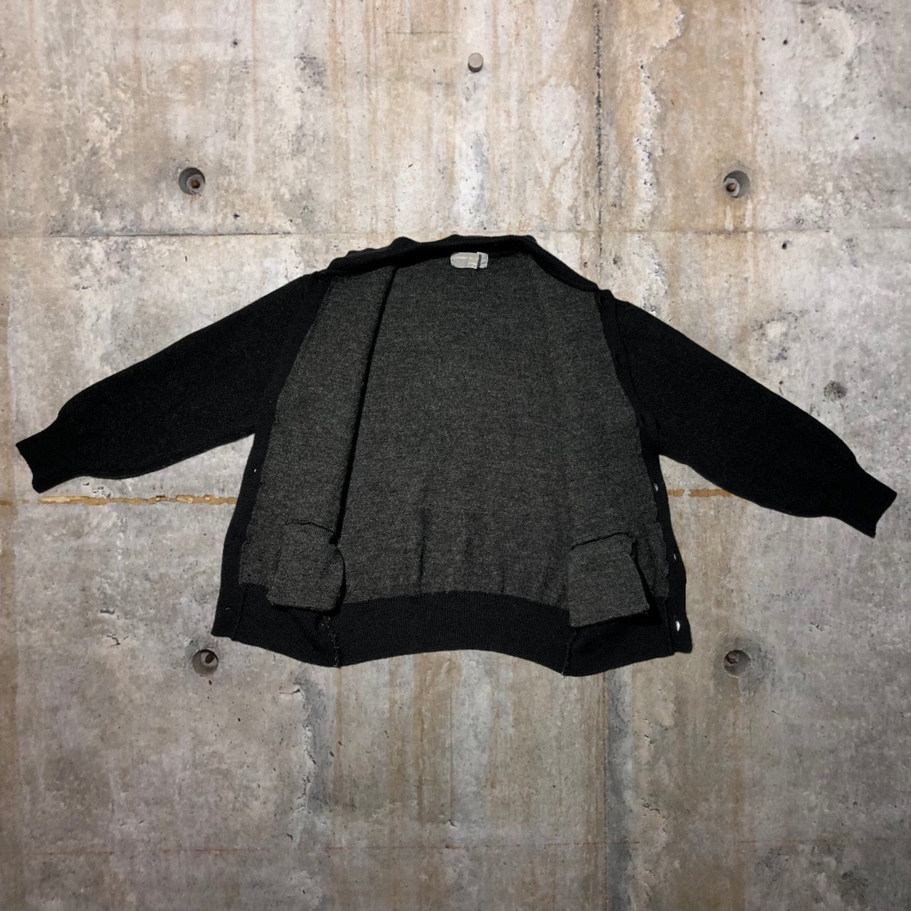 COMME des GARCONS HOMME(コムデギャルソンオム) 80'sウールニットカーディガン/ニットポロシャツ HN-080250 ブラック 川久保玲 本人期