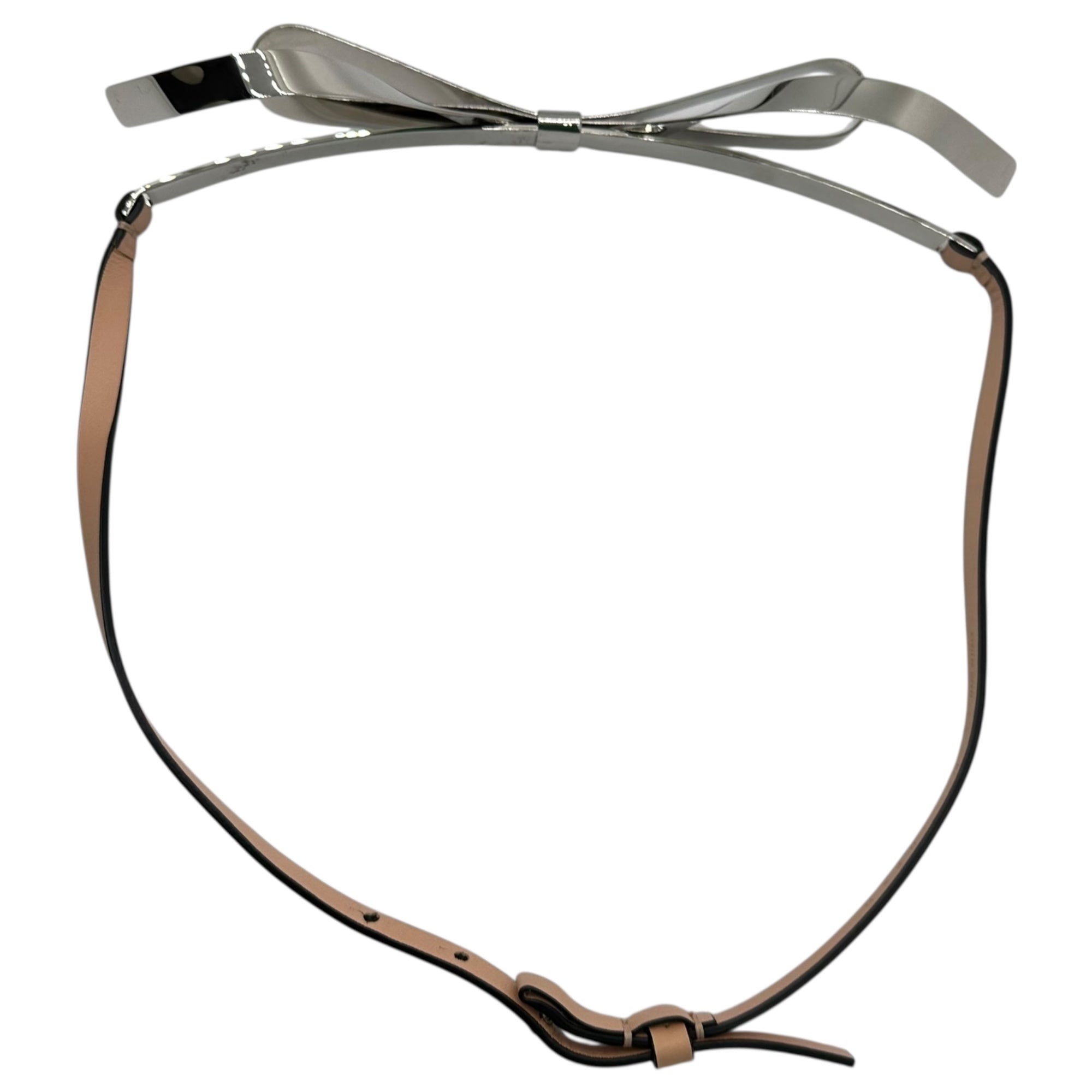 MARNI(マルニ) Metal Plate Ribbon Leather Belt メタル プレート リボン レザー ベルト 75 シルバー×ピンク