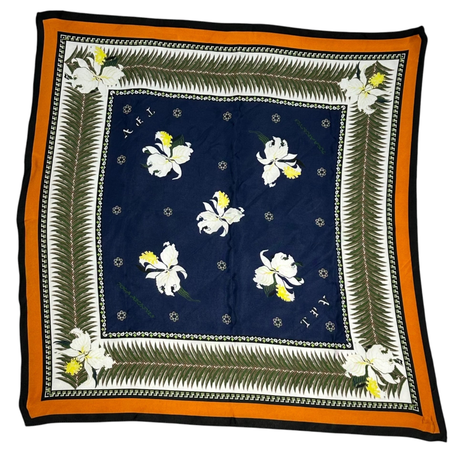 TOGA ARCHIVES(トーガアーカイブス) Flower Print Scarf フラワー プリント スカーフ 花 ネイビー