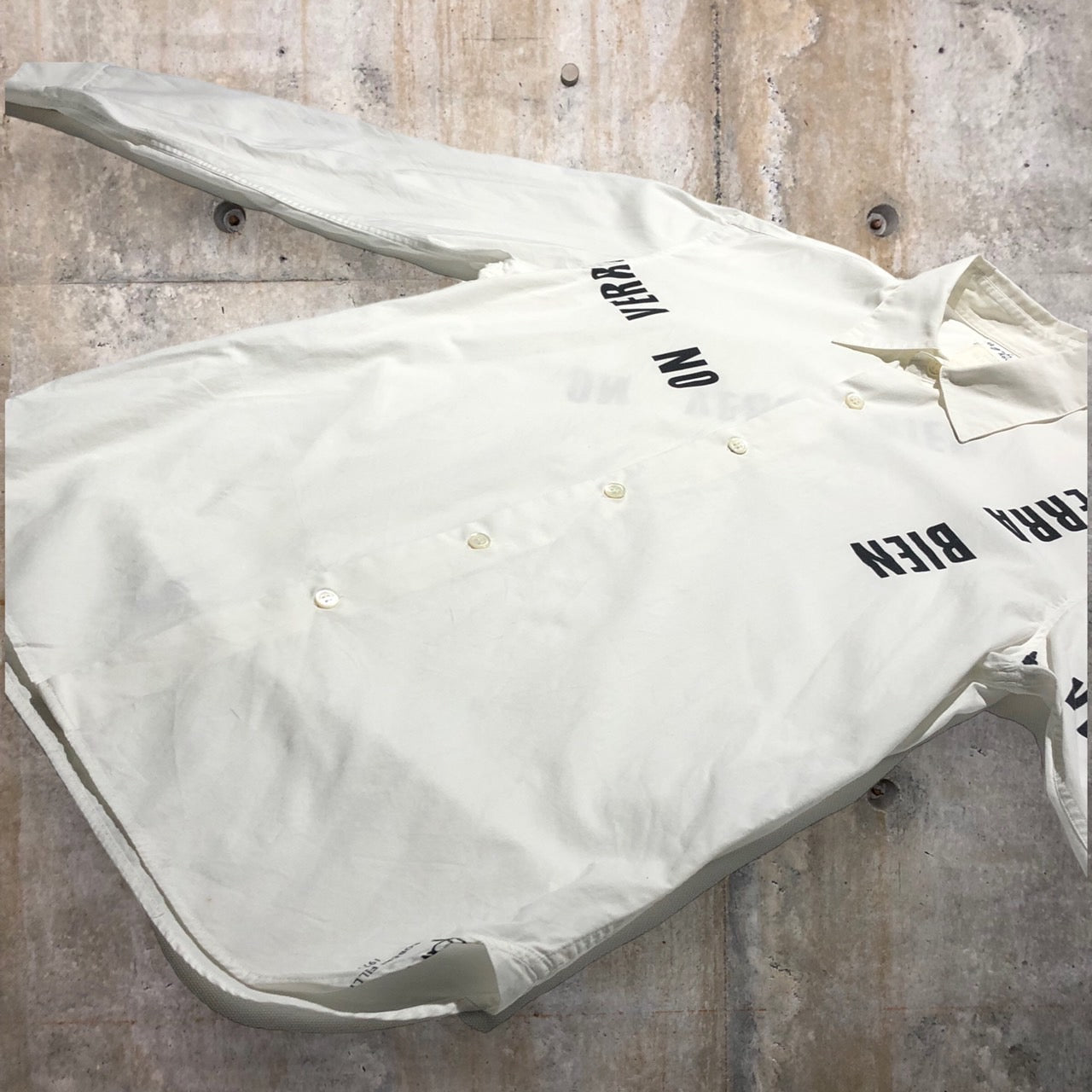 agnes b. homme(アニエスベーオム) 90's ROBERT FILLIOU ARTプリントシャツ 表記なし(M程度) ホワイト 96’s