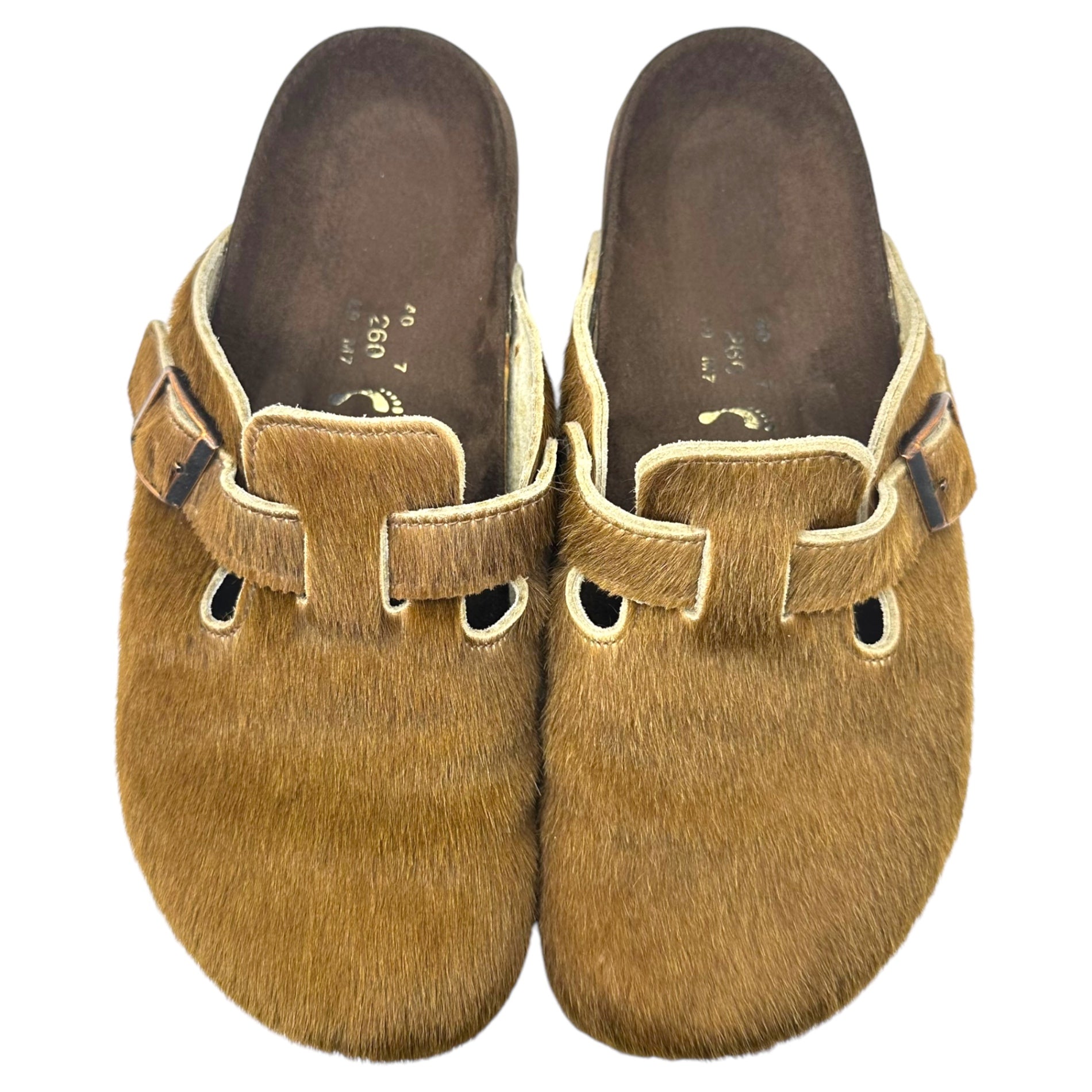 Papillio BIRKENSTOCK(パピリオビルケンシュトック) Boston Harako leather sandals ボストン ハラコ レザー サンダル 26cm ブラウン