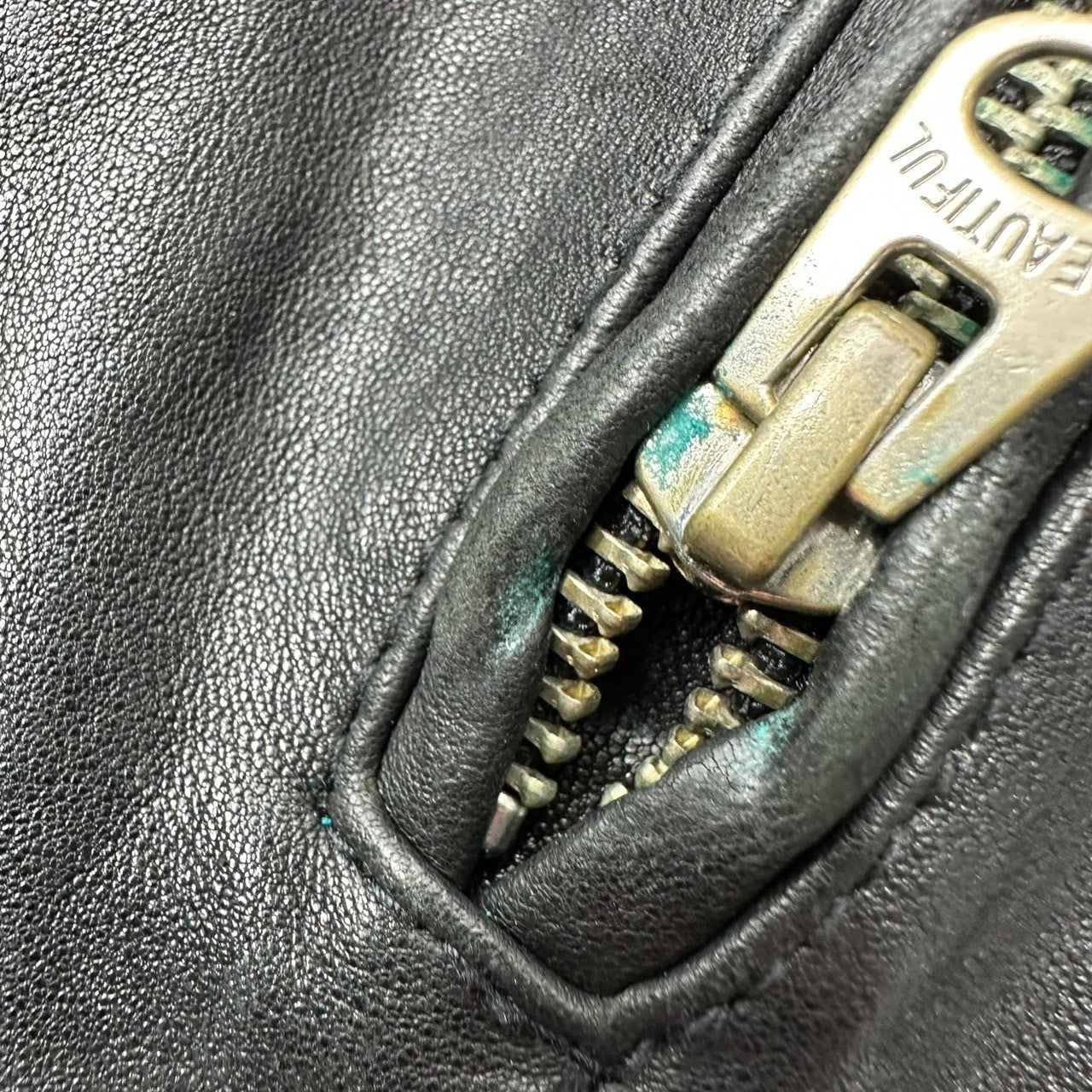 beautiful people(ビューティフルピープル) Riders Jackets ラムレザー ダブル ライダース ジャケット 1343402401 150(M程度) ブラック