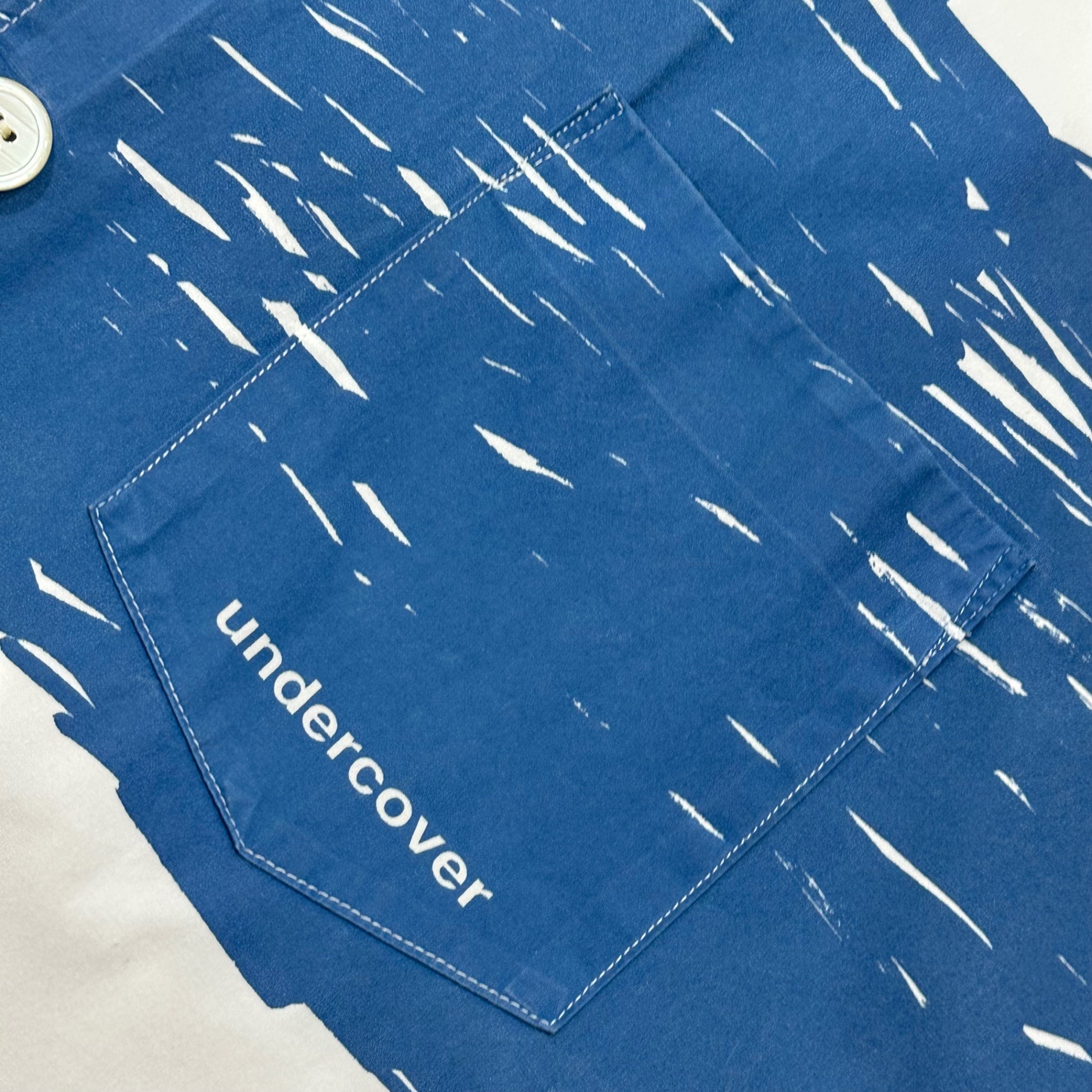 UNDERCOVER(アンダーカバー) 1993's “One-of-a-Kind” Hand-Printed Graphic L/S Shirt 一点物 手刷り グラフィック 長袖 シャツ FREE ホワイト×ブルー 初期 one and only 1990年代 アーカイブ 稀少