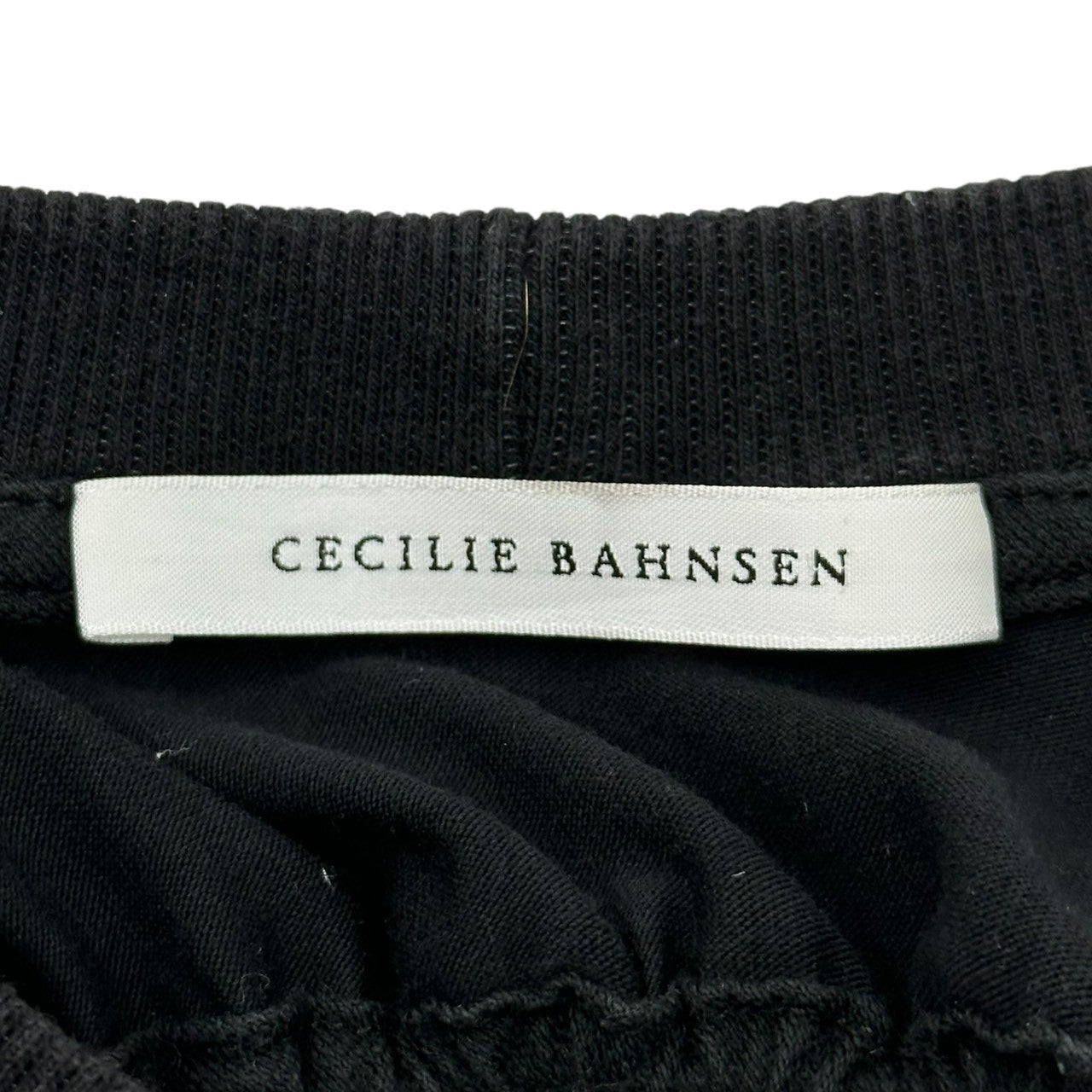 CECILIE BAHNSEN(セシリー バンセン) 21SS JUNO T-SHIRT ジュノ Tシャツ バックホール ギャザー UK8(M~L程度) ブラック