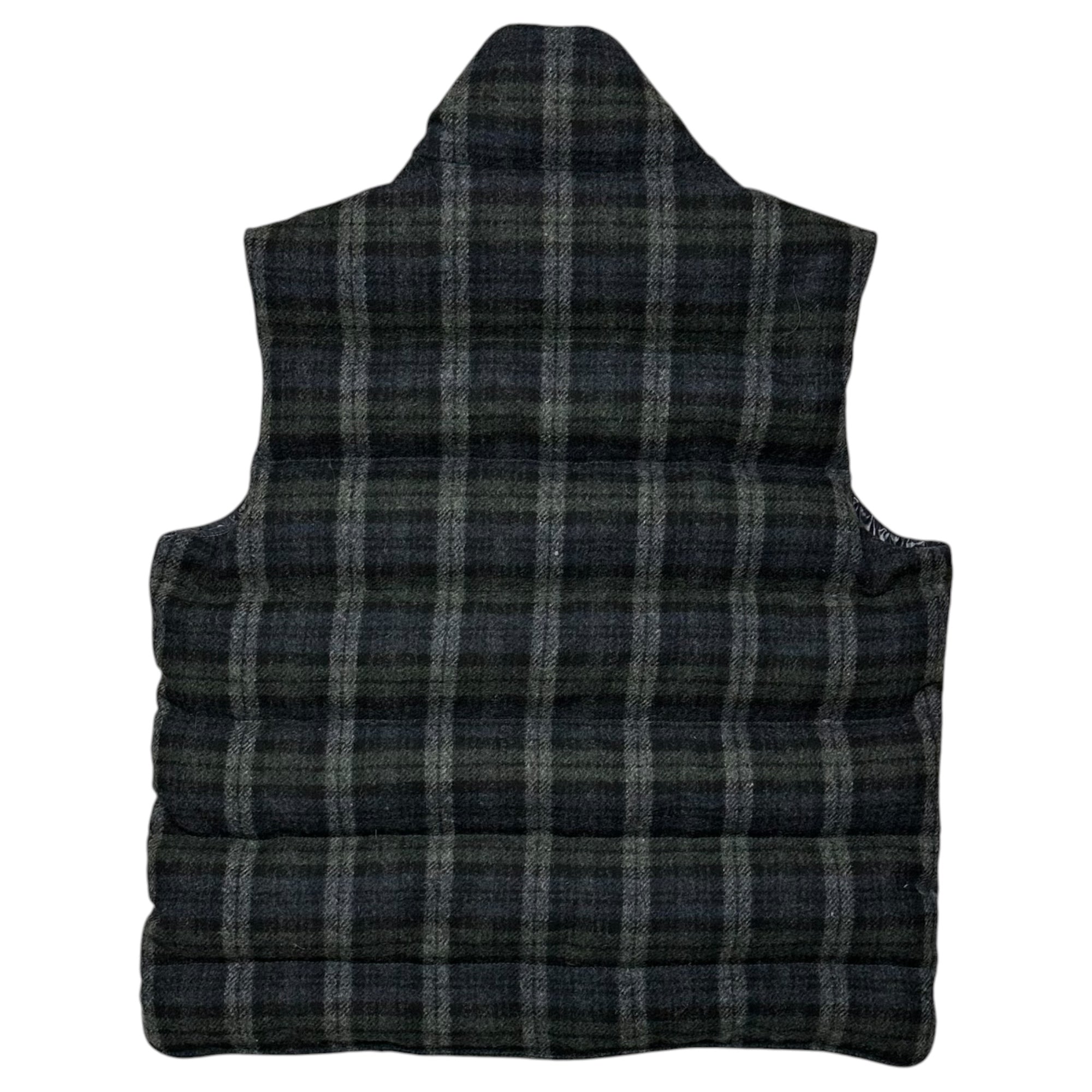 MONCLER(モンクレール) Wool-Bodied Checkered Down Vest ウールボディ チェック ダウンベスト 5 グレー×グリーン×ネイビー