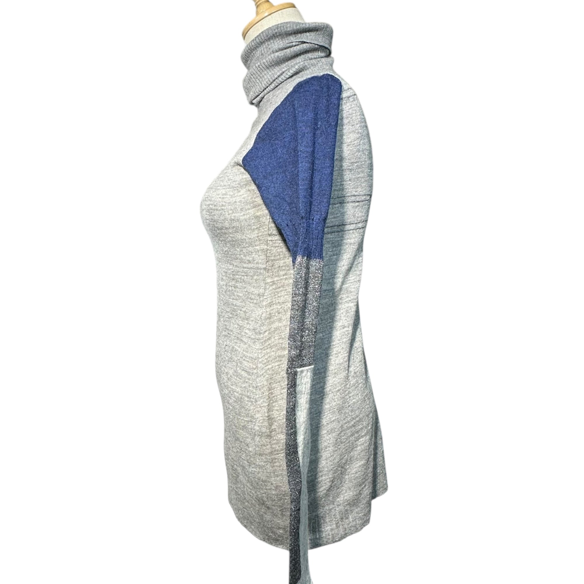 MARITHE FRANCOIS GIRBAUD(マリテフランソワジルボー) 00's Long Turtleneck Panel Knit ロング タートルネック 切替 ニット F7-9625 S グレー Y2K