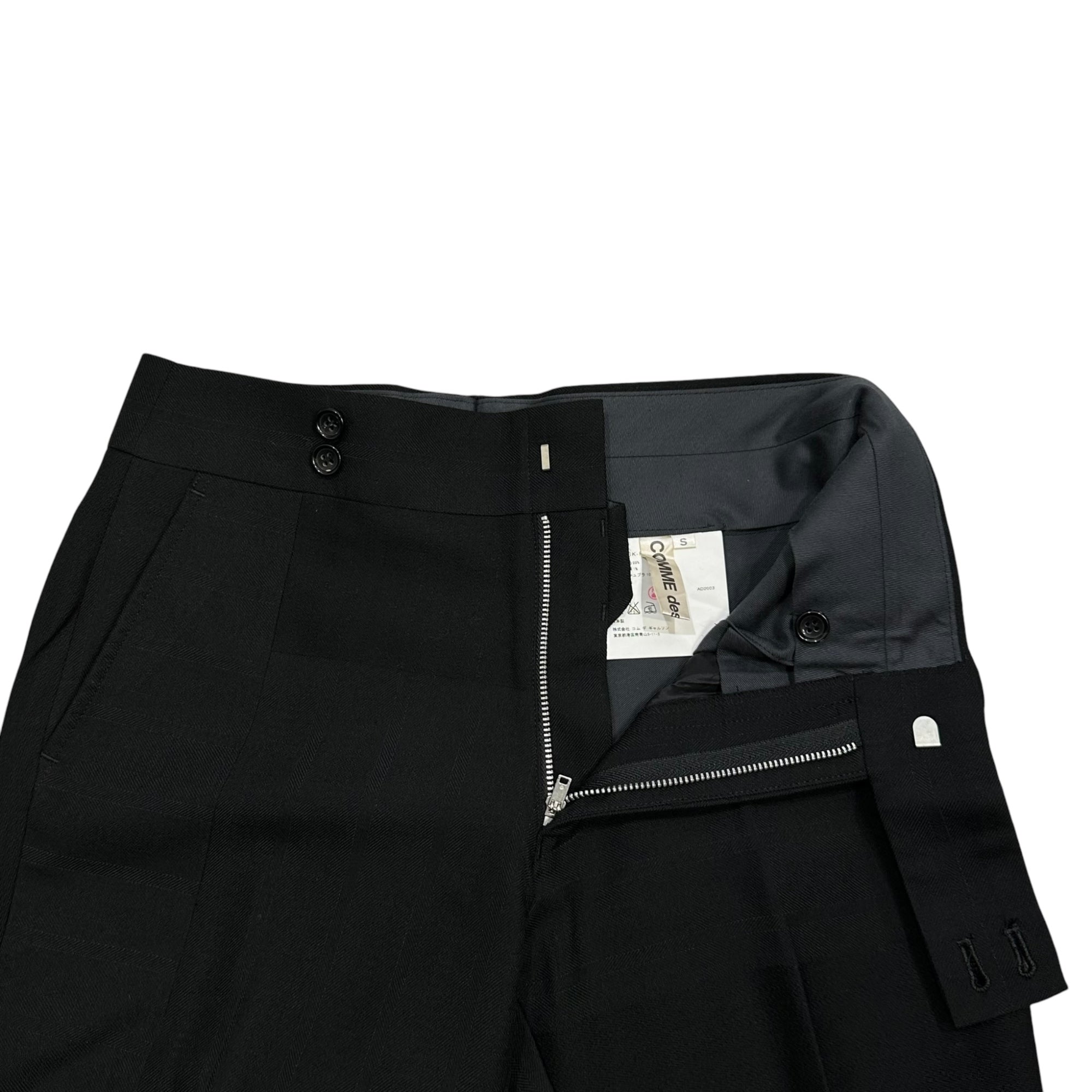 COMME des GARCONS(コムデギャルソン) 2003AW Silk-Blend Wool Straight-Leg Slacks シルク混 ウール ストレート スラックス GK-P029 S ブラック AD2003