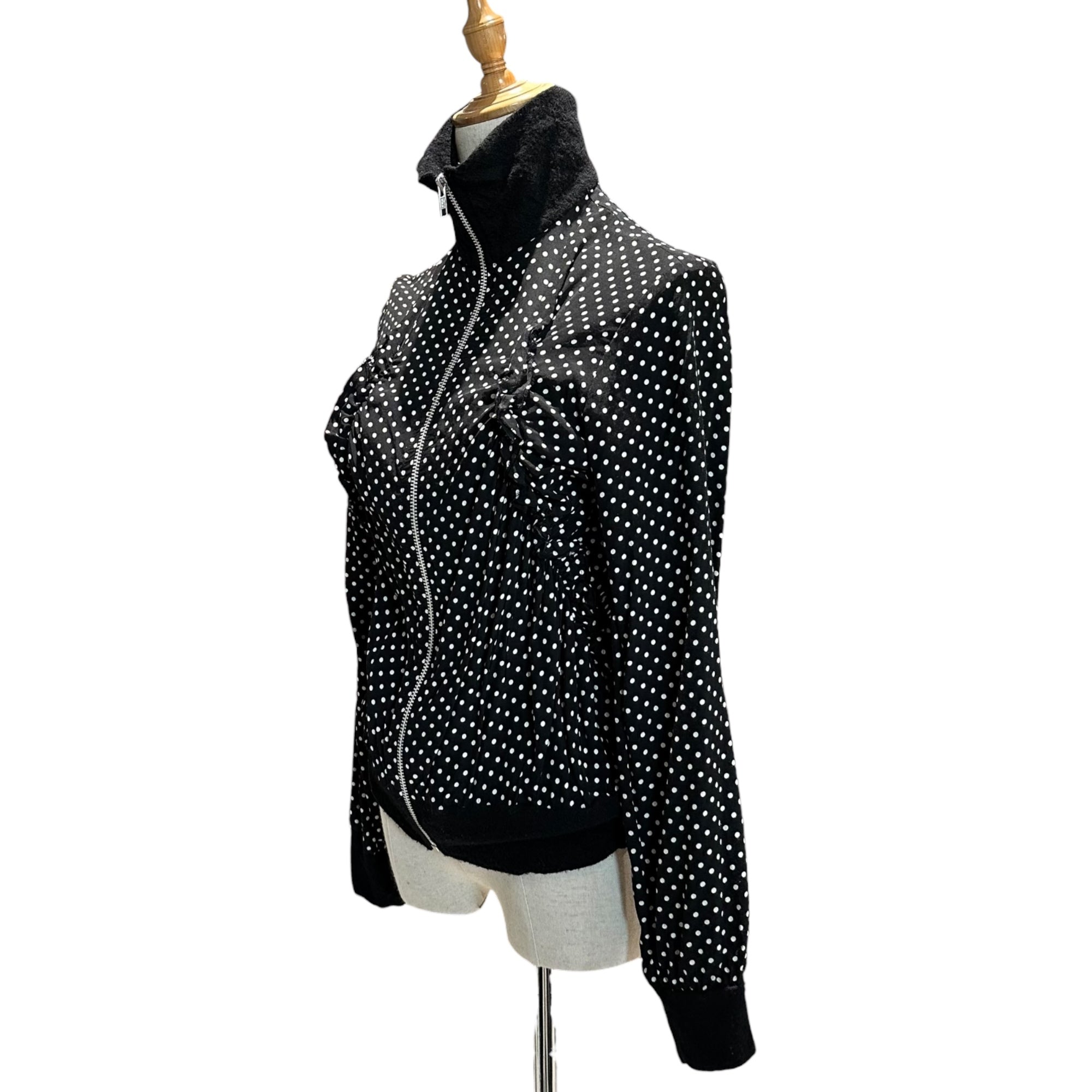 TAO COMME des GARCONS(タオコムデギャルソン) 07AW Polka Dot Zip-Up Rayon Track Jacket ドット ジップアップ レーヨン トラック ジャケット 3T-B010 S ブラック×ホワイト AD2007