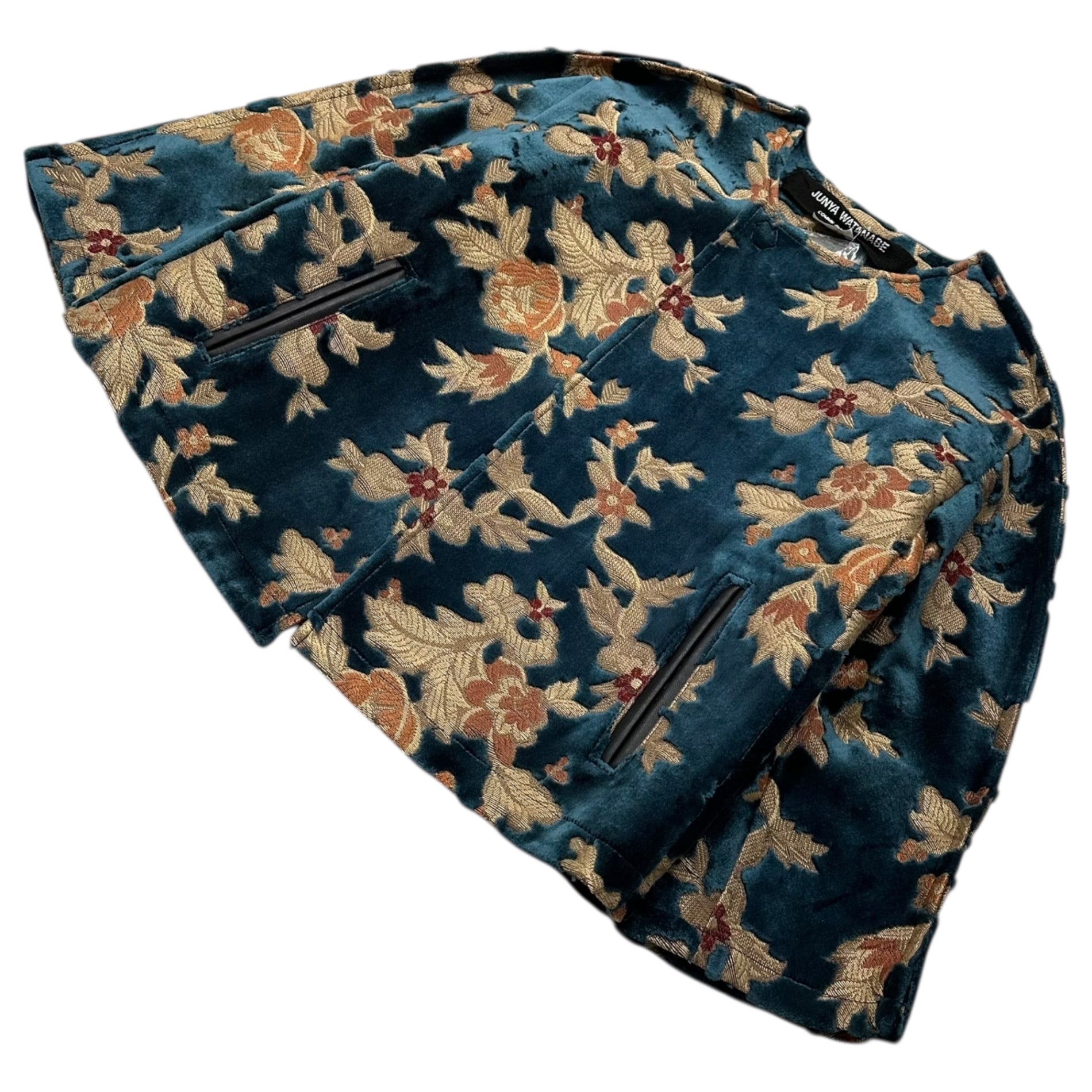 JUNYA WATANABE COMME des GARCONS(ジュンヤワタナベコムデギャルソン) 17AW Floral Velvet Jacquard Jacket 花柄 ベルベット ジャガード ジャケット JT-J048 XS ブルー×ベージュ AD2017