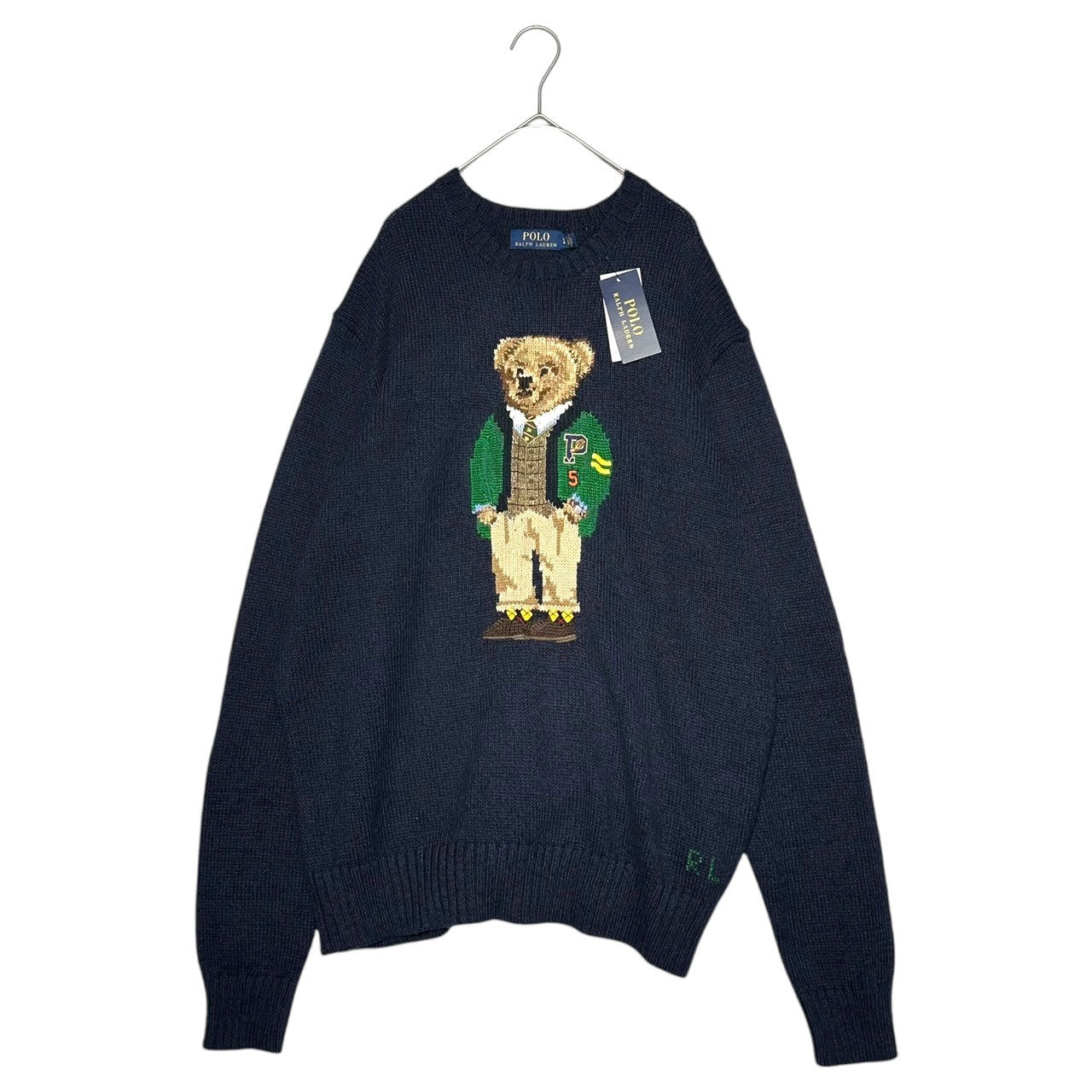 POLO RALPH LAUREN(ポロラルフローレン) POLO BEAR KNIT ポロベア コットン リネン ニット 710759496001 L ネイビー ウィングフット ロゴ