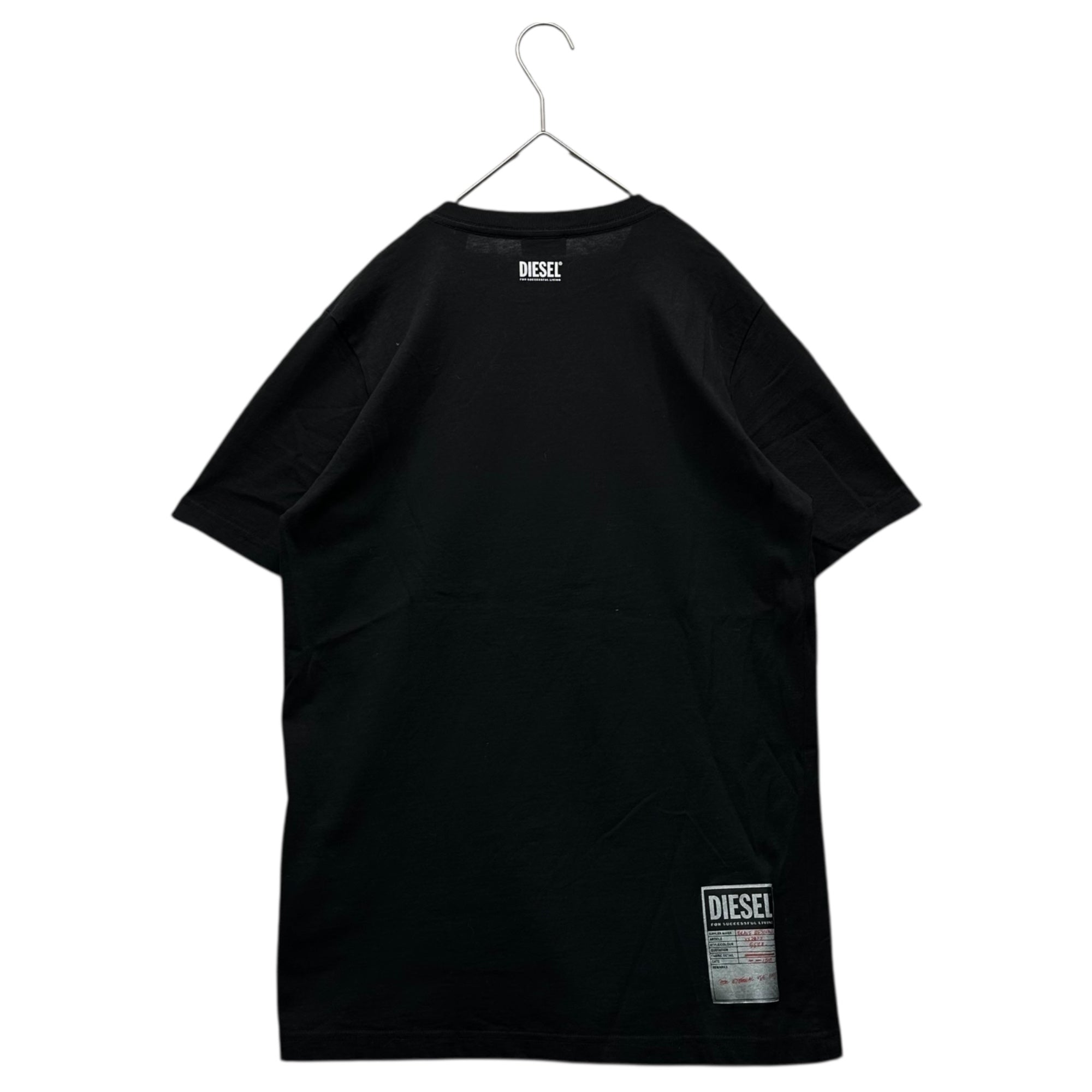 DIESEL(ディーゼル) Graphic Print Embroidered Short-Sleeve T-Shirt グラフィック プリント 刺繍 半袖 Tシャツ XS ブラック