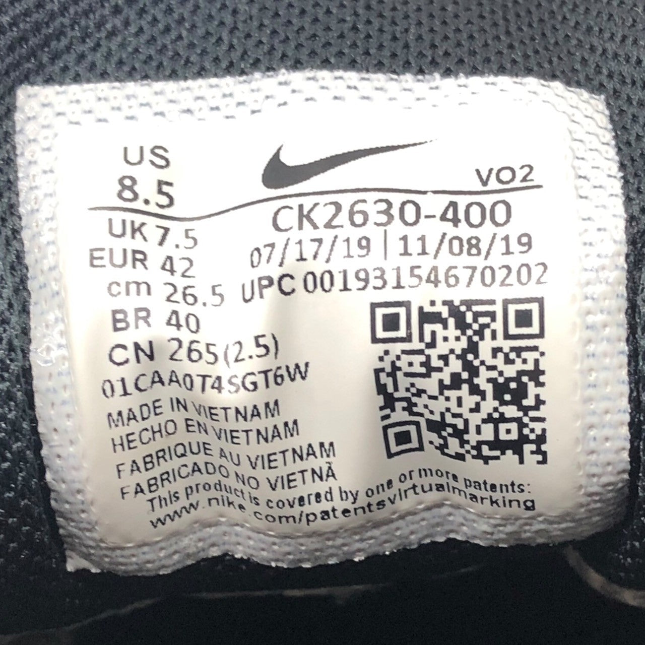 NIKE(ナイキ) AIR FORCE 1 ”GORE-TEX” GTX エアフォース 1 CK2630-400 26.5cm ネイビー ゴアテックス ローカット スニーカー