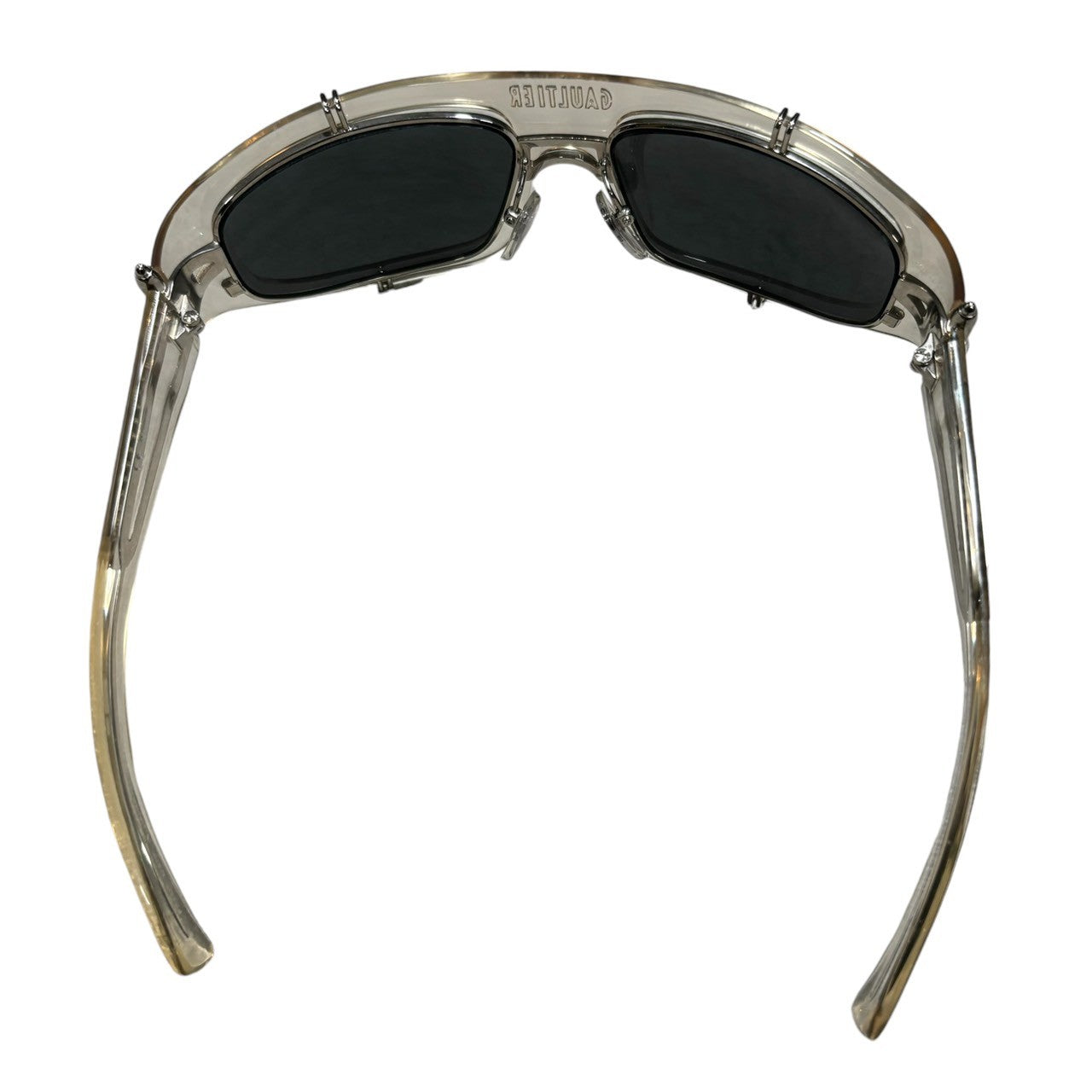 Jean Paul GAULTIER(ジャンポールゴルチエ) 90's Clear metal frame mirror lens sunglasses クリア メタル フレーム ミラー レンズ サングラス 56-6202 クリア サイバー 眼鏡 メガネ ロゴ