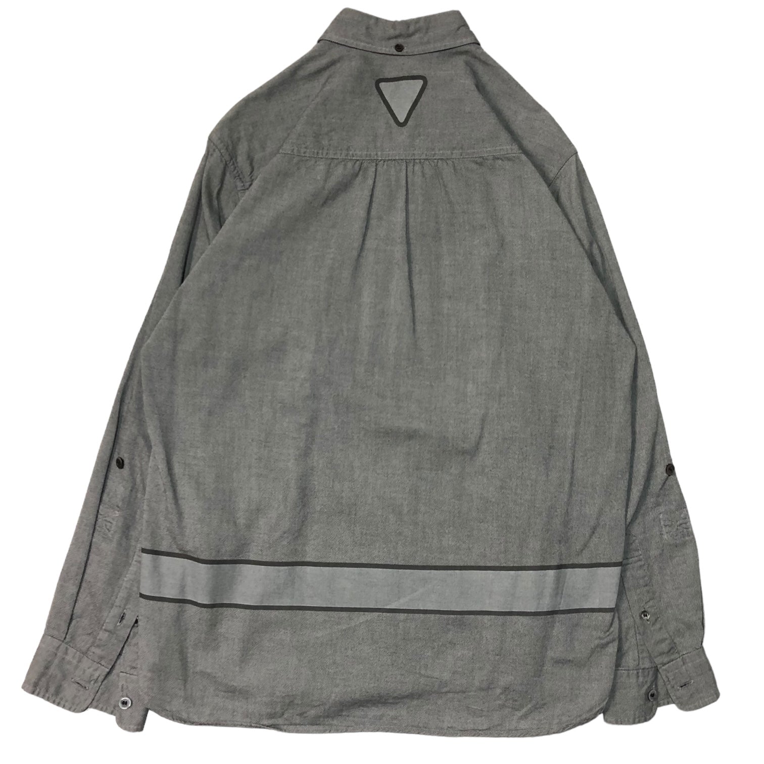 GANRYU(ガンリュウ) 09AW Design print BD shirt デザイン プリント ボタン ダウン シャツ ED-B003 M グレー 矢印 コムデギャルソン 長袖