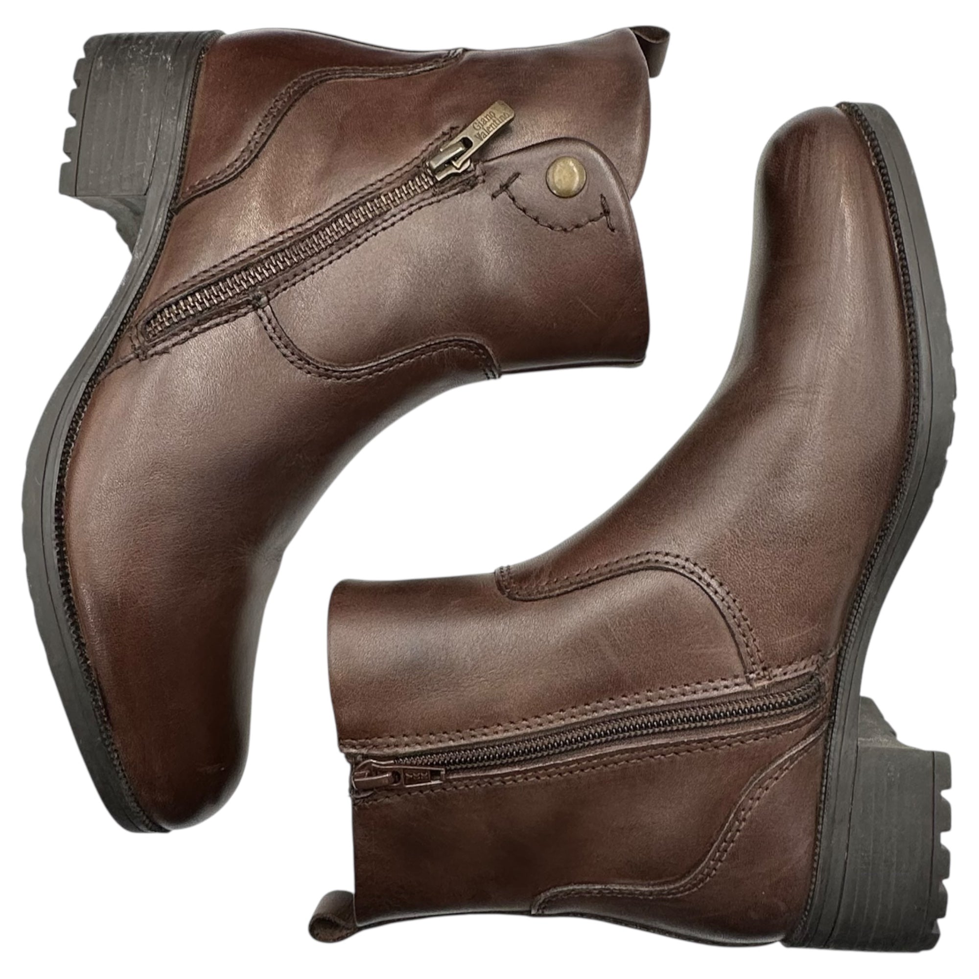 GIANO VALENTINO(ジアーノバレンティノ) Side Zip Short Boots サイドジップ ショート ブーツ 38 ブラウン