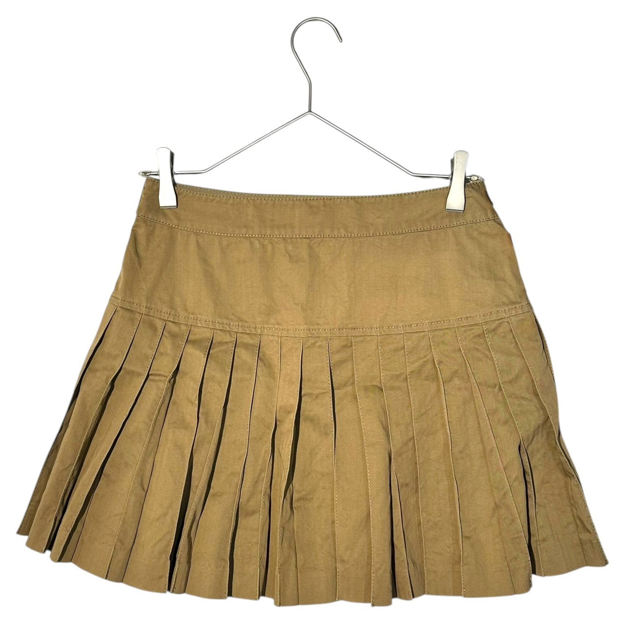 BURBERRY BLUE LABEL(バーバリーブルーレーベル) 00's Side Leather Adjuster Pleated Mini Skirt サイド レザー アジャスター プリーツ ミニ スカート FL570-459-65 36(S程度) カーキ