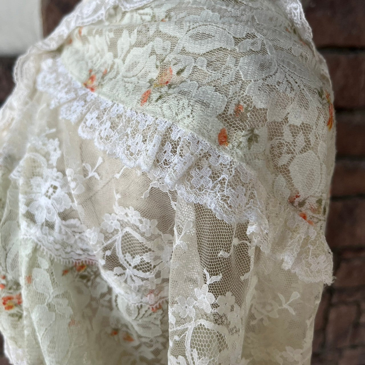 VINTAGE(ヴィンテージ) 80~90's flower print all lace blouse フラワープリント 総レース ブラウス SIZE FREE アイボリー