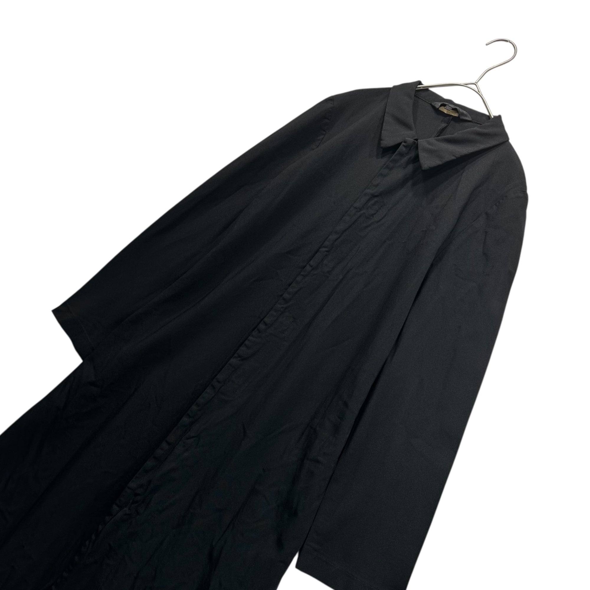 COMME des GARCONS COMME des GARCONS(コムデギャルソンコムデギャルソン) 20SS Product-dyed polyester felted side slit & hook button long shirt dress 製品染め ポリエステル 縮絨 サイド スリット & フックボタン ロング シャツ ワンピース RE-O015 M ブラック AD2019