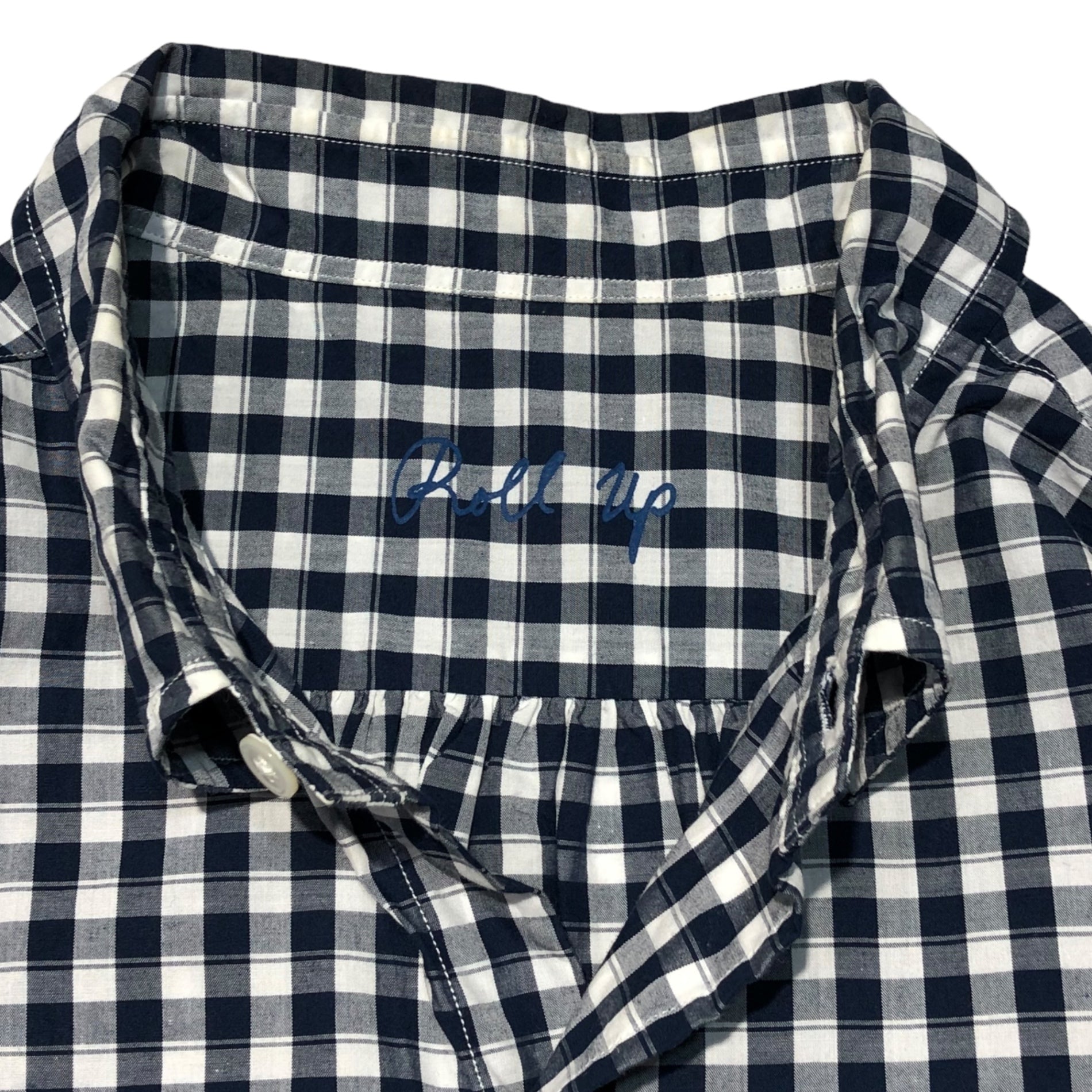 Porter Classic(ポータークラシック) ROLL UP SHIRT ギンガム チェック ロールアップ シャツ M ネイビー×ホワイト