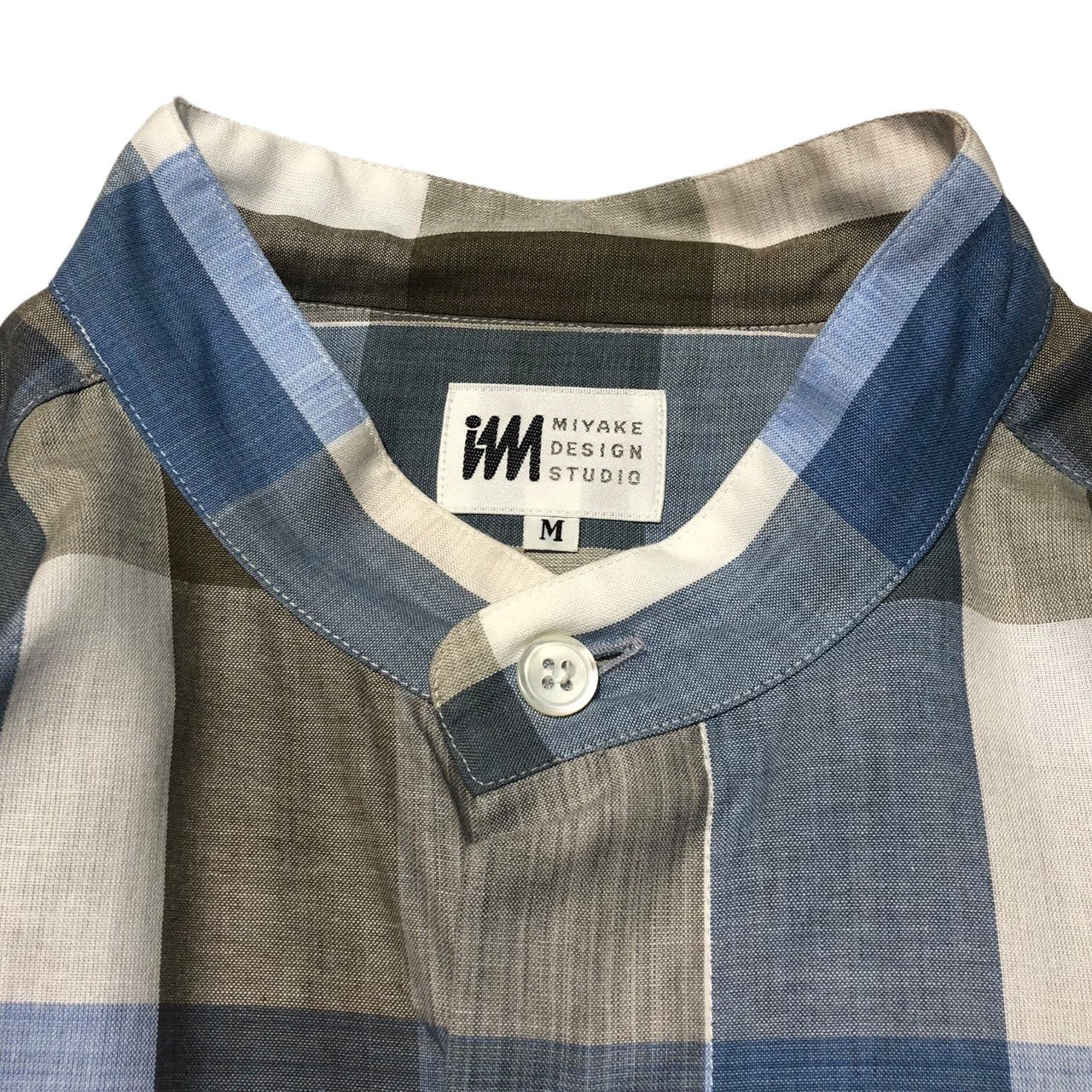 MIYAKE DESIGN STUDIO(ミヤケデザインスタジオ) 80's ~ 90's check band collar shirt チェック バンドカラー シャツ ハミルトン社製 IMMT HP4408-31 M スカイブルー×グレー 80年代 ~ 90年代 ヴィンテージ アーカイブ