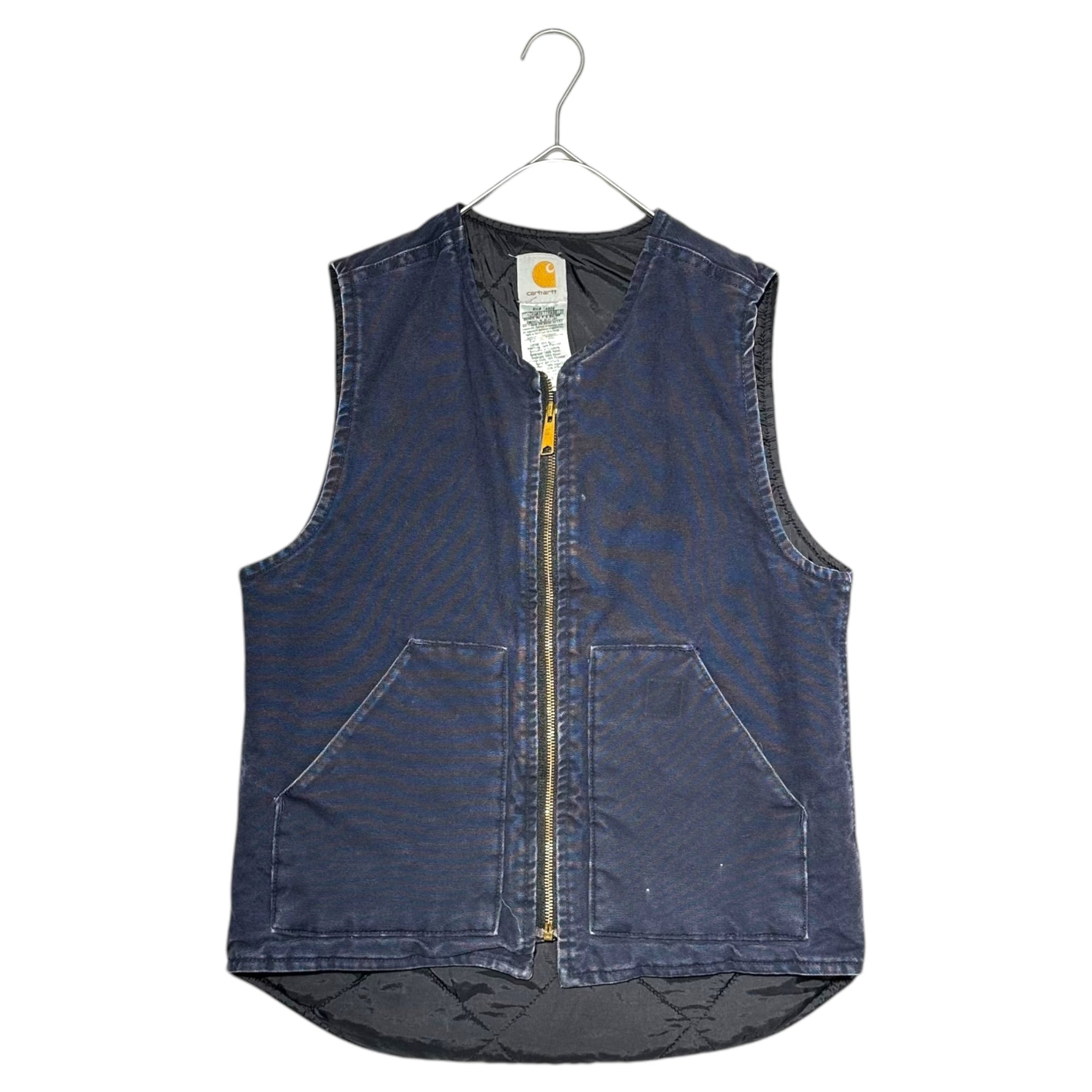 carhartt(カーハート) 00's DUCK VEST V02 MDT ダック地 中綿 ベスト S ネイビー TALL 襟カットリメイク