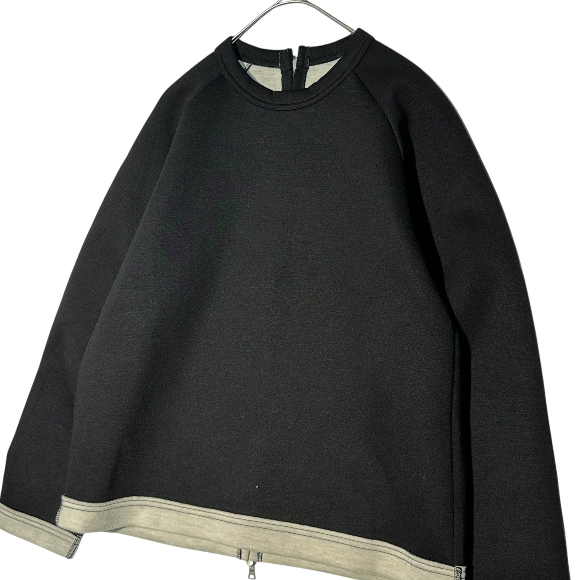 tricot COMME des GARCONS(トリココムデギャルソン) 15AW Hem change bonding back zip sweatshirt 裾 切替 ボンディング バックジップ スウェット TP-B203 M ブラック×アイボリー AD2015