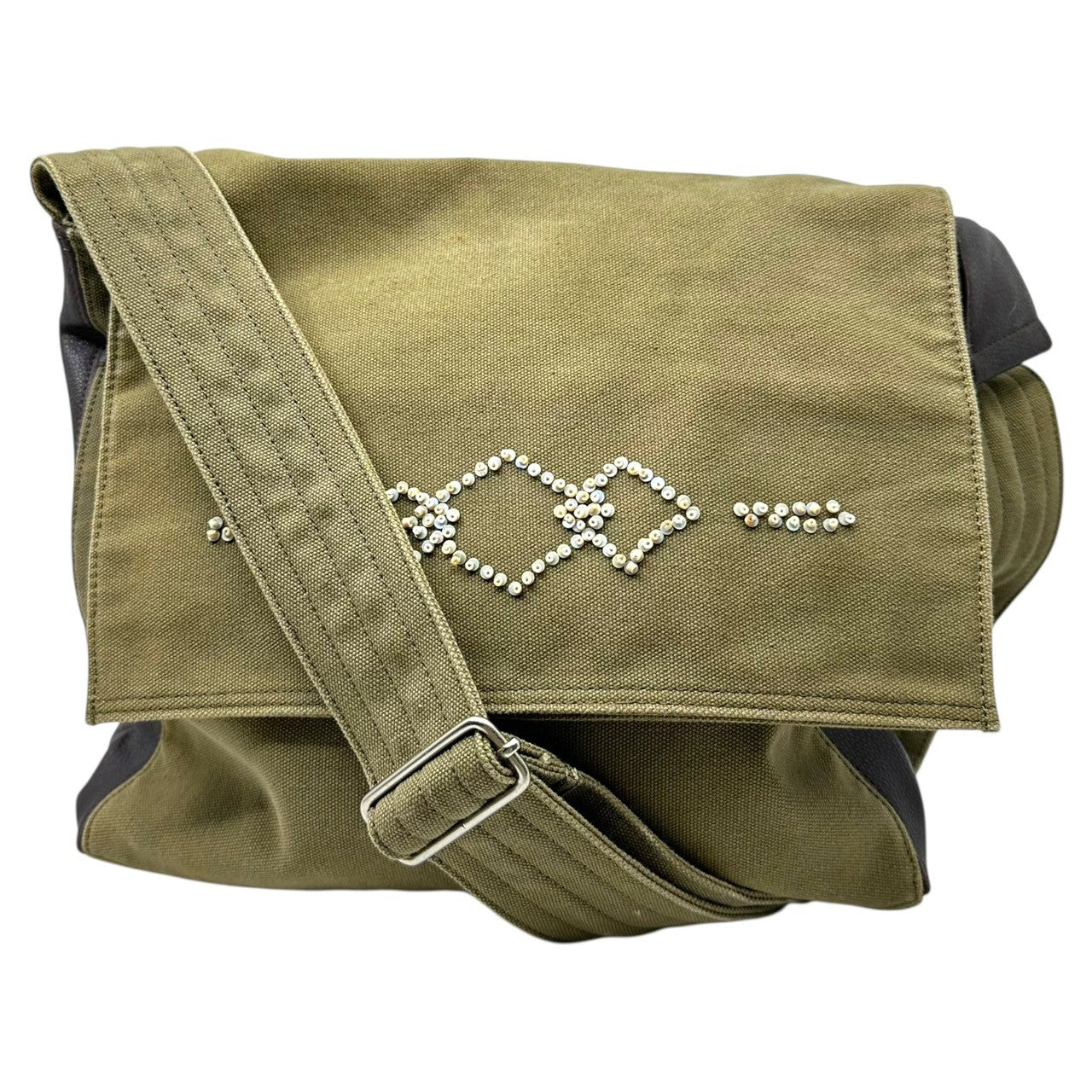 HAI SPORTING GEAR ISSEY MIYAKE(ハイスポルティングギア イッセイミヤケ) 80~90's Canvas shoulder bag with sequin embellishment スパンコール装飾 キャンバス ショルダーバッグ カーキ