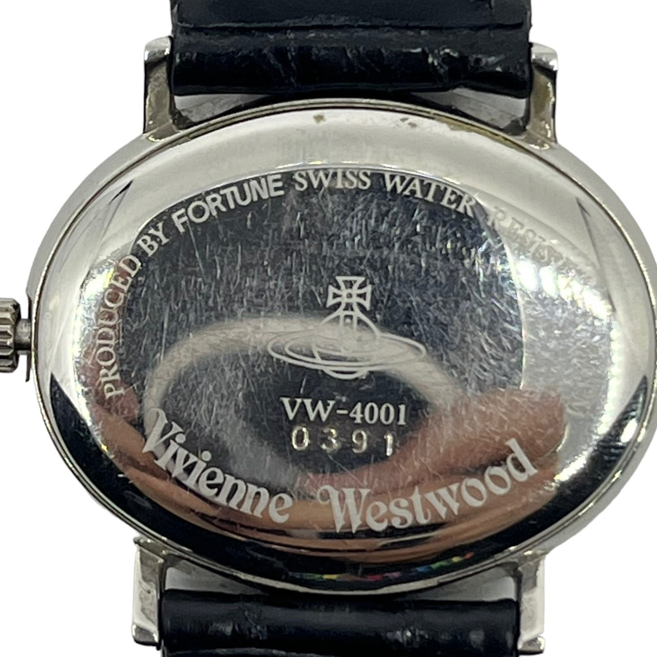Vivienne Westwood(ヴィヴィアンウエストウッド) 00's oval leather belt watch/楕円 型押しレザー腕時計 VW-4001 文字盤:ブラック 動作確認済み