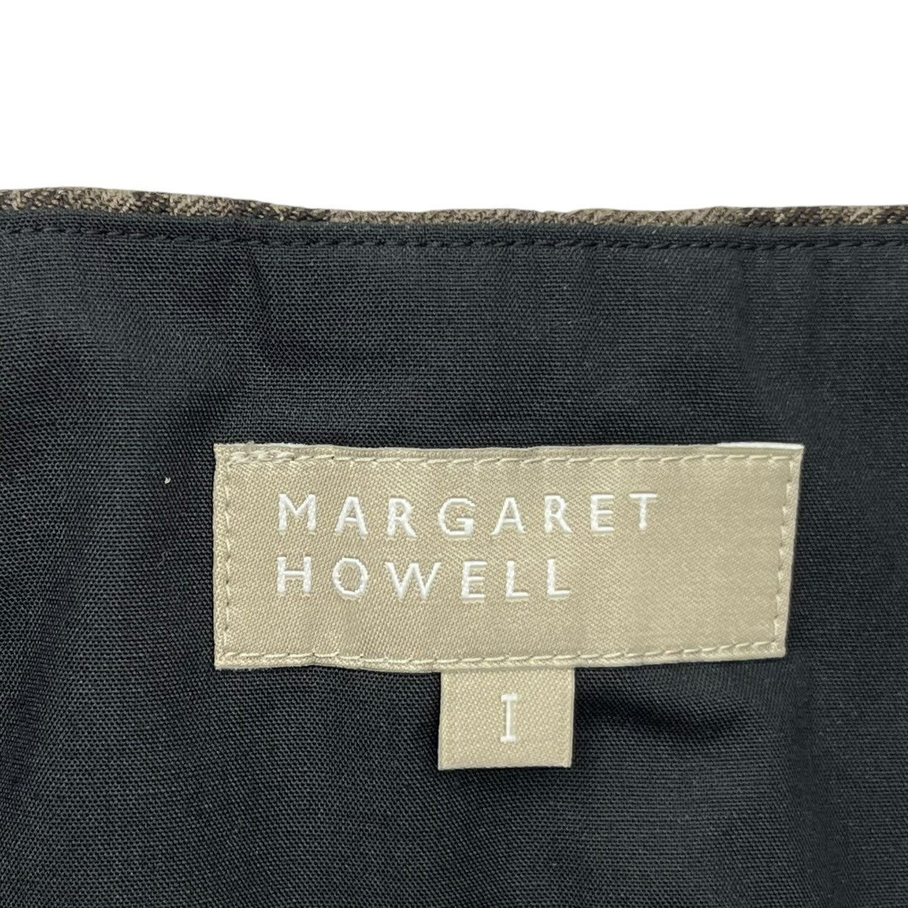 MARGARET HOWELL(マーガレットハウエル) 21AW TONAL CHECK WOOL SLACKS トーンチェック ウール スラックス 578-1243003 1(S) ブラウン 参考定価57,200円(税込)
