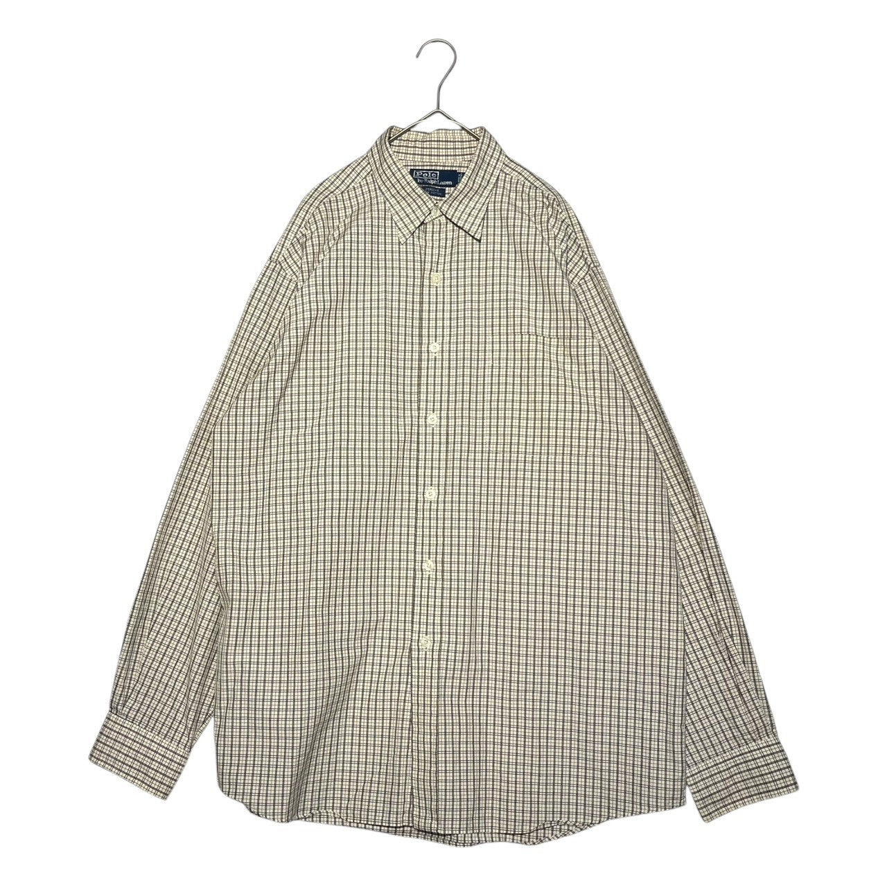 POLO RALPH LAUREN(ポロラルフローレン) 90's "JEROME" oversized check shirt オーバーサイズ チェック シャツ L ベージュ 90年代
