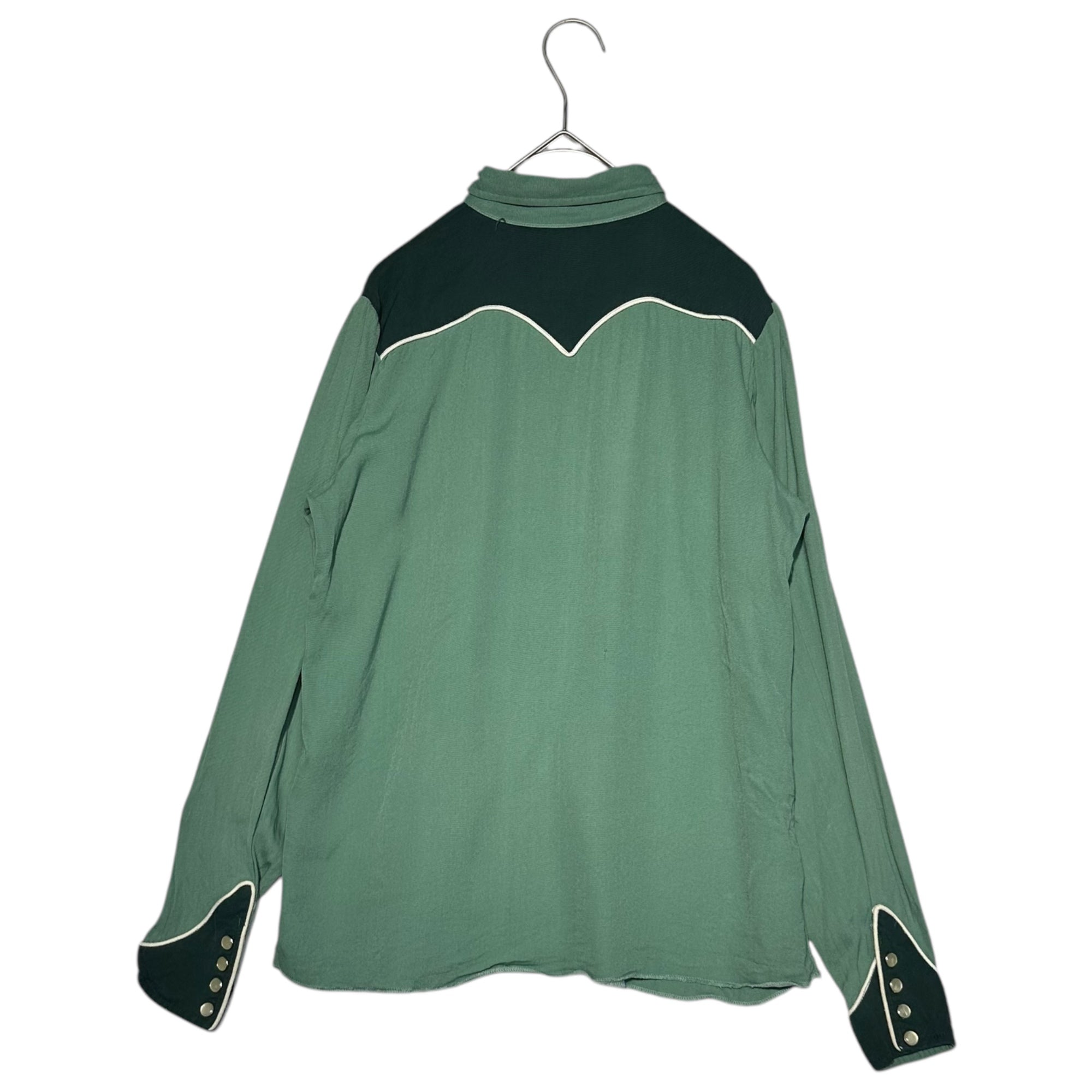 H BAR C(エイチバーシー) 50's~60's Flower Embroidery Western Shirt フラワー 刺繍 長袖 ウエスタン シャツ 16 ライトグリーン 50年代~60年代 ヴィンテージ 古着