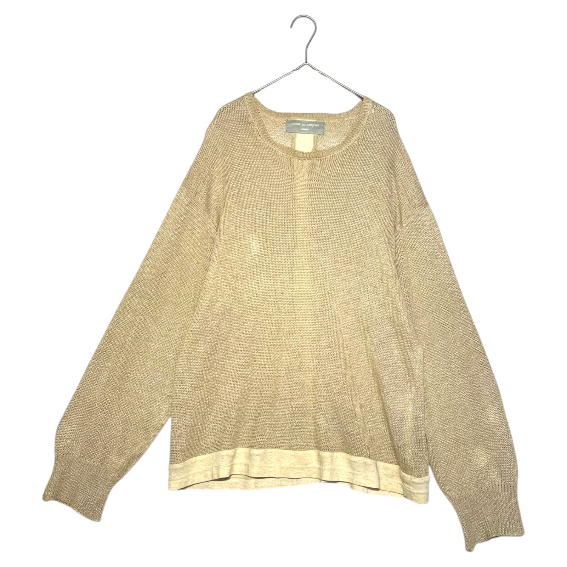 COMME des GARCONS HOMME(コムデギャルソンオム) 90'sバックラインリネンニットプルオーバー HN-100190 表記なし(M~L程度) ベージュ AD1994 田中オム