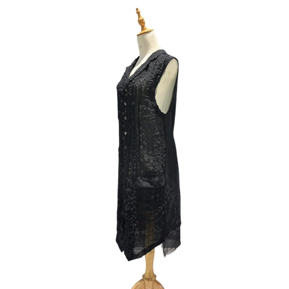 COMME des GARCONS(コムデギャルソン) 1993SS Aoyama-Limited Striped Cut-Off Sleeveless Coat 青山 限定 ストライプ カットオフ スリーブレス コート KX-251030 FREE ブラック AD1992 90s アーカイブ 稀少