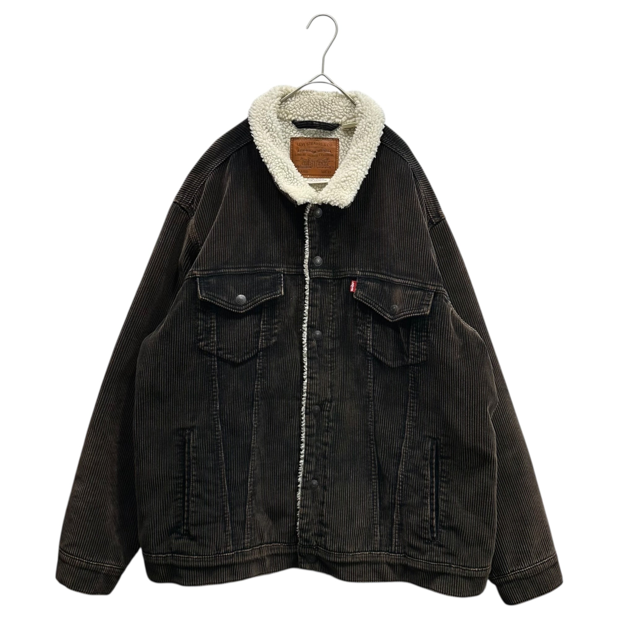 Levis PReMIUM(リーバイスプレミアム) Corduroy Sherpa Tracker Jacket コーデュロイ シェルパ トラッカー ジャケット PC9-A5784-0012 XL ブラウン×ホワイト USED加工