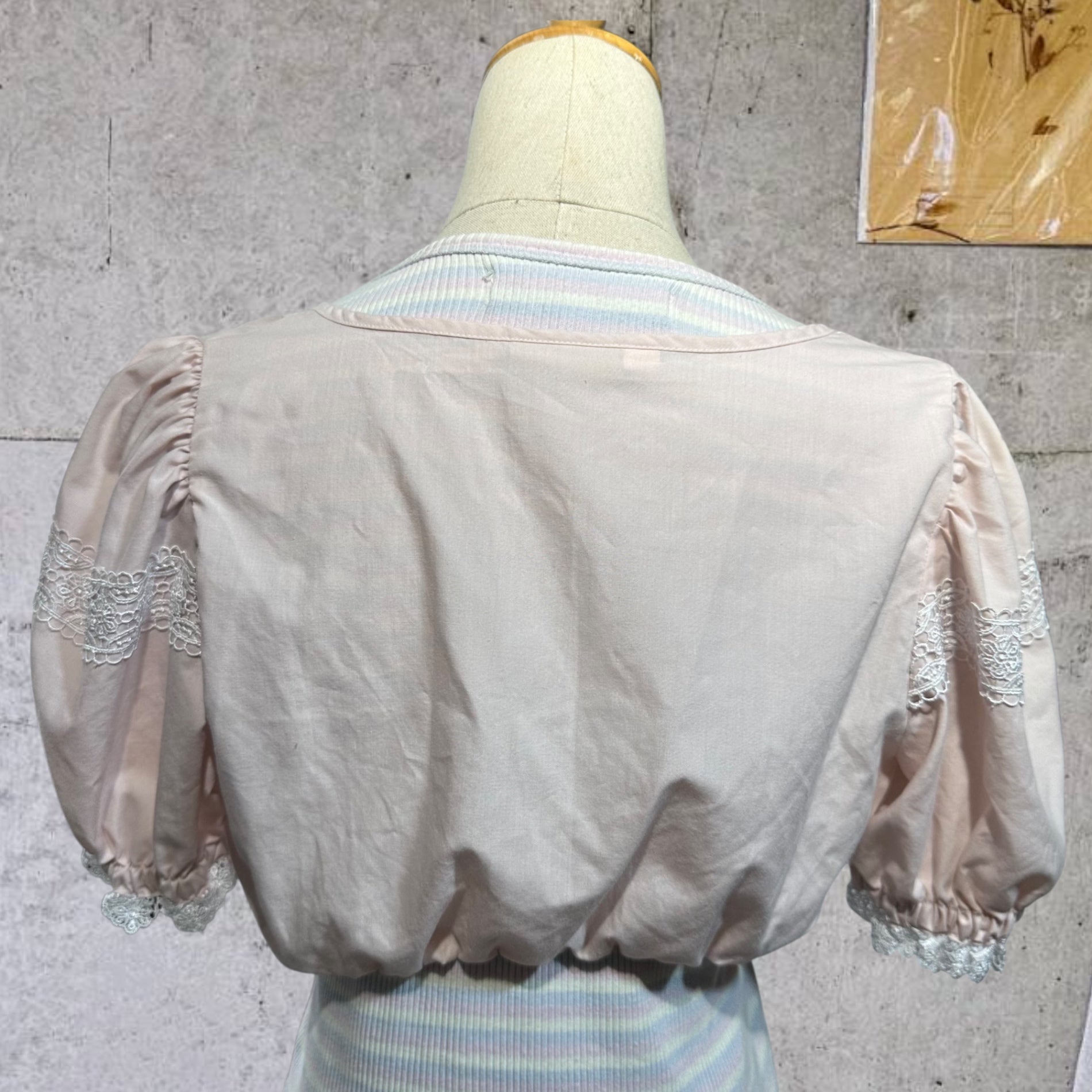 VINTAGE(ヴィンテージ) puff sleeve shortblouse パフスリーブなショートブラウス 後染め ピンク