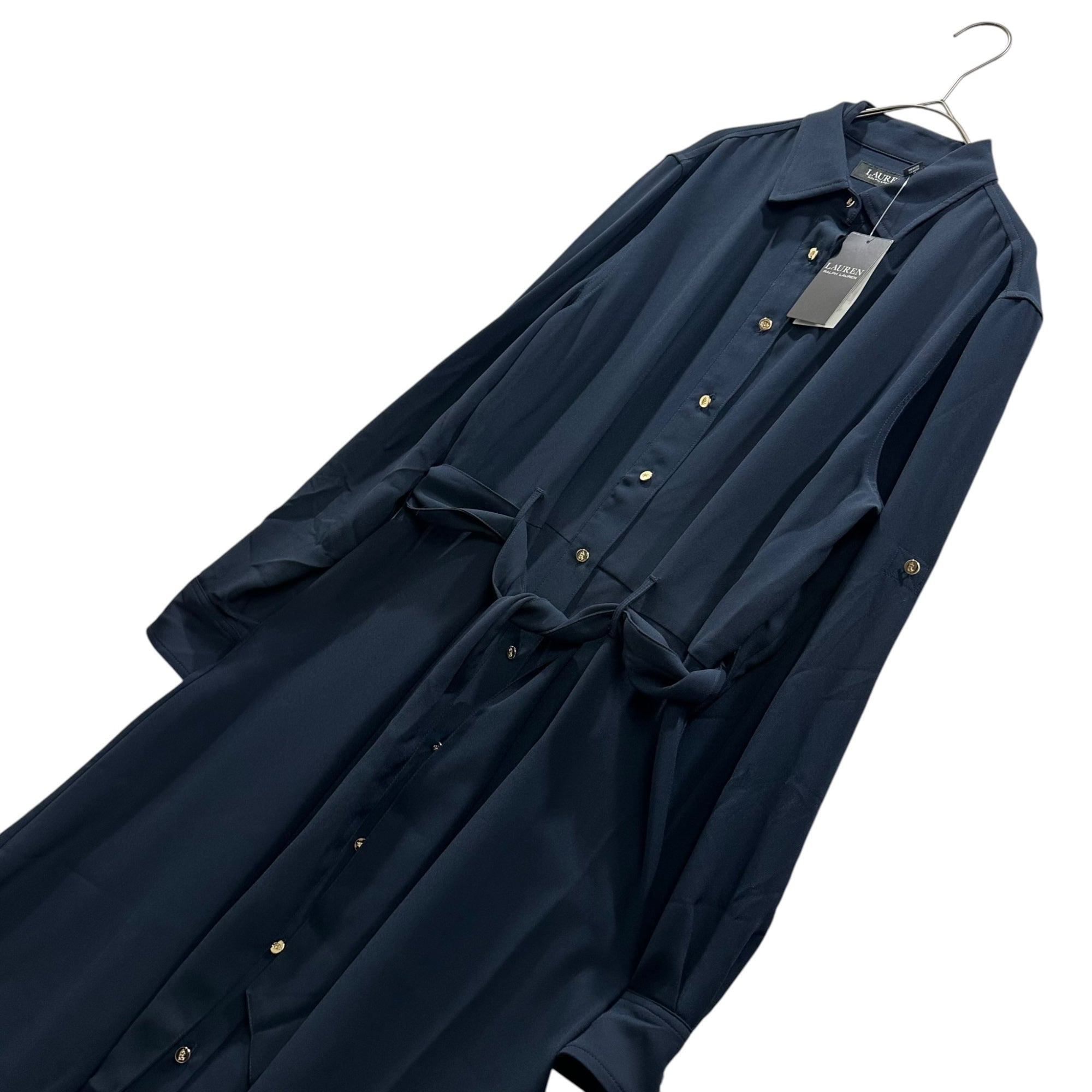 LAUREN RALPH LAUREN(ローレンラルフローレン) L/S Shirt Dress 長袖 シャツ ワンピース 6(ML程度) ネイビー