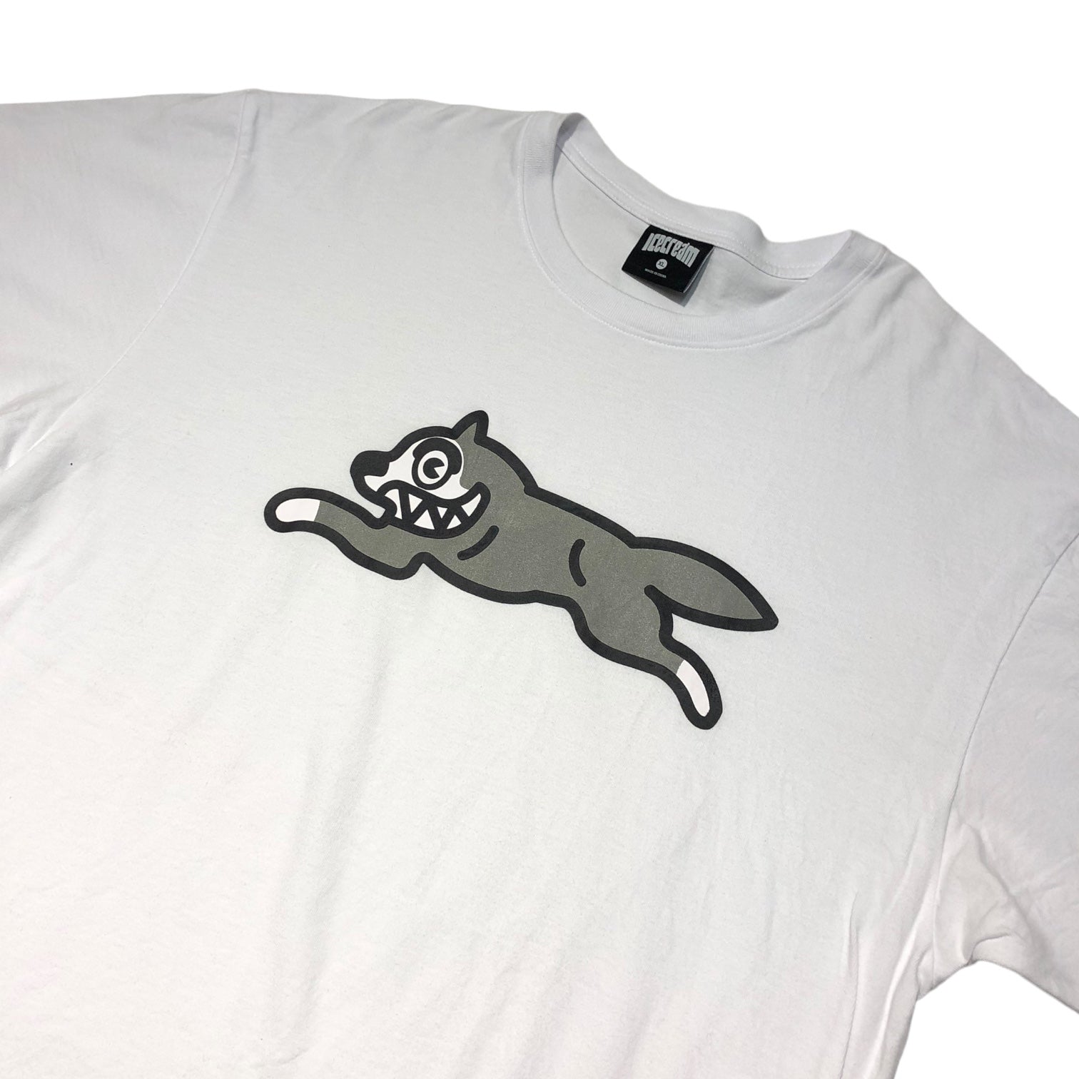ICE CREAM(アイスクリーム) Running dog logo tee ランニングドッグ ロゴ Tシャツ 401-4203 XL ホワイト×シルバー