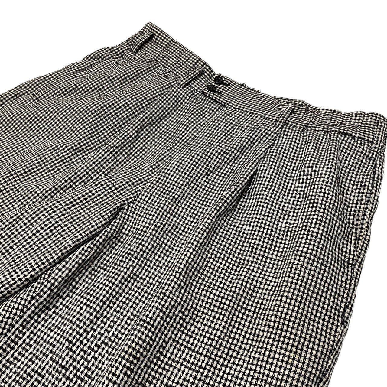 COMME des GARCONS HOMME PLUS(コムデギャルソンオムプリュス) 80's VINTAGE wide tapered check slacks ワイド テーパード チェック スラックス 川久保玲 本人期 PP-05007S SIZE S(大きめサイズ) ホワイト×ブラック AD1989 80年代ヴィンテージ 稀少品