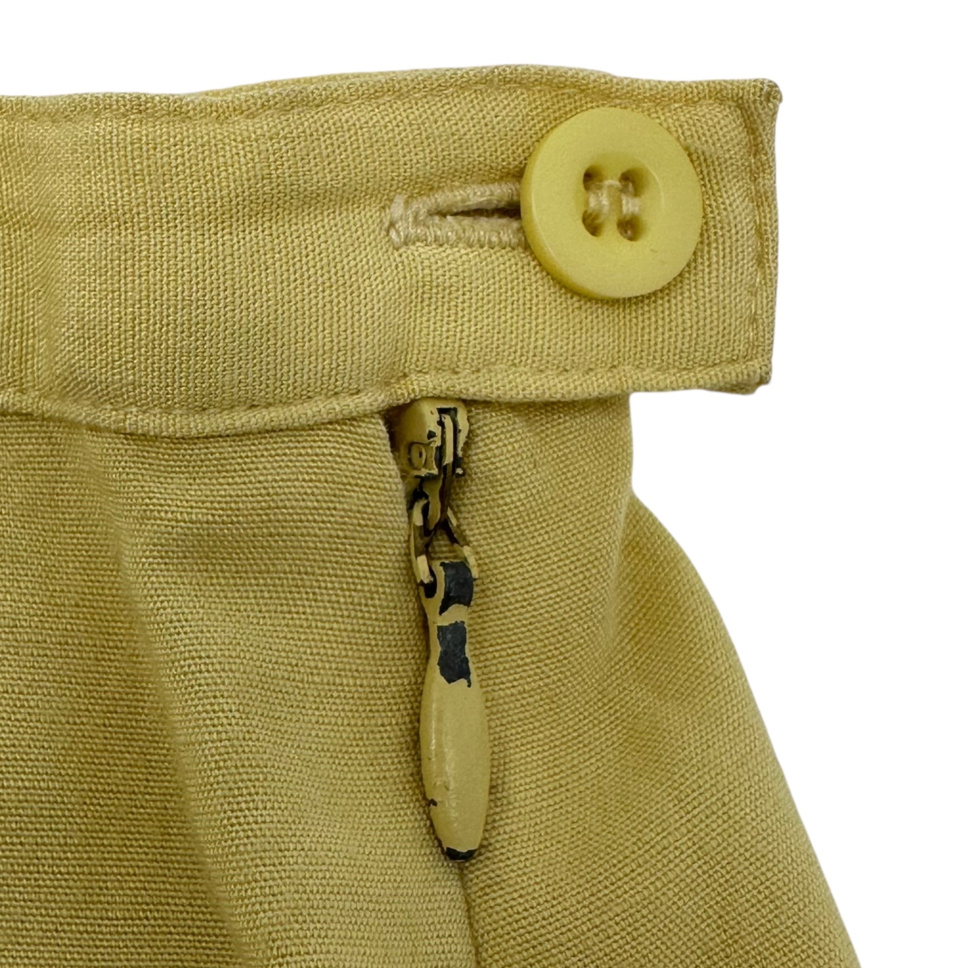 Euro vintage(ヨーロッパヴィンテージ) 【Made in France 】pale yellow box pleated long skirt 淡いイエローのボックスプリーツロングスカート Mサイズ程度 / レーヨン×ポリエステル×リネン混 イエロー
