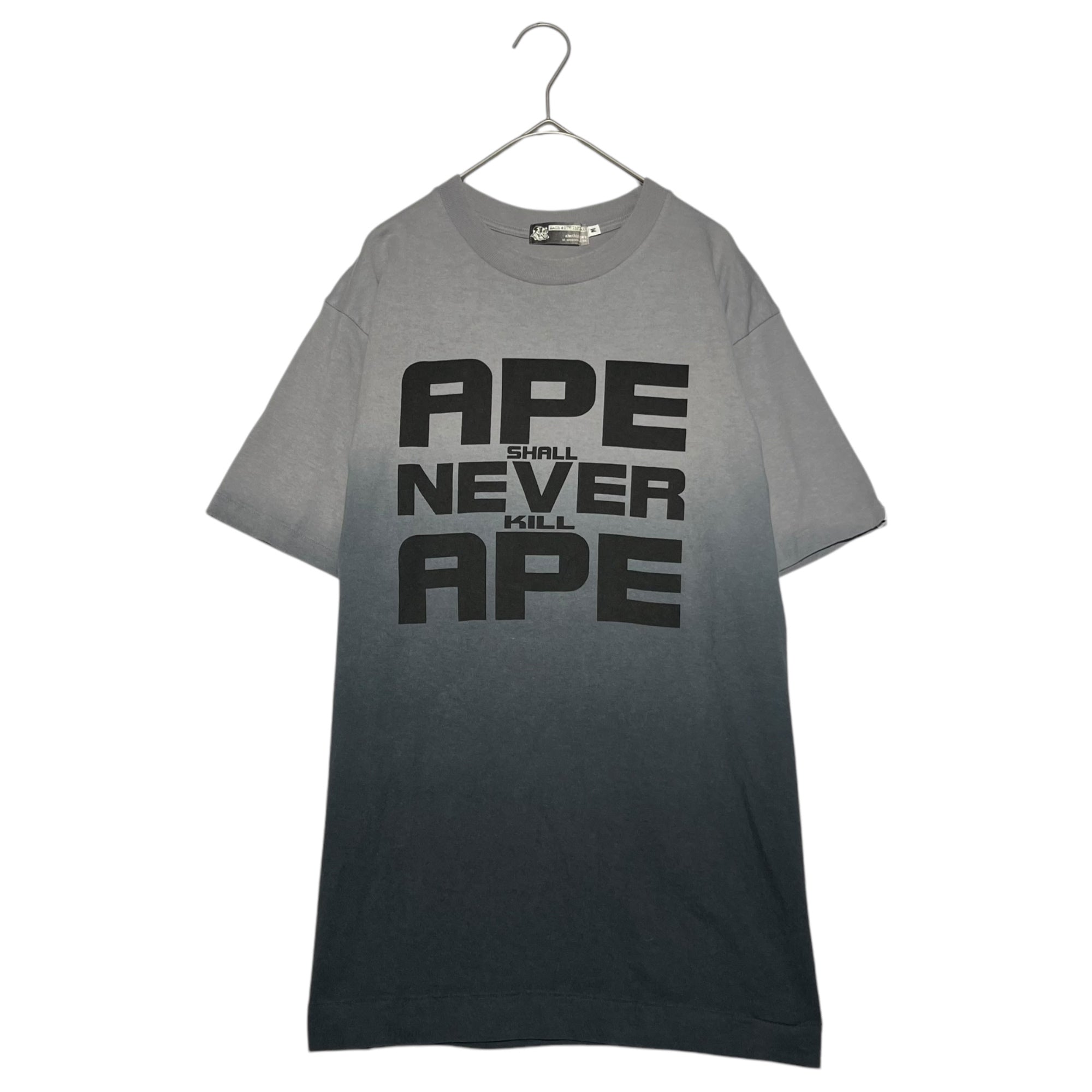 A BATHING APE(アベイシングエイプ) 00's Initial APE SHALL NEVER KILL APE Print T-shirt 初期 プリント Tシャツ M グレー×ブラック