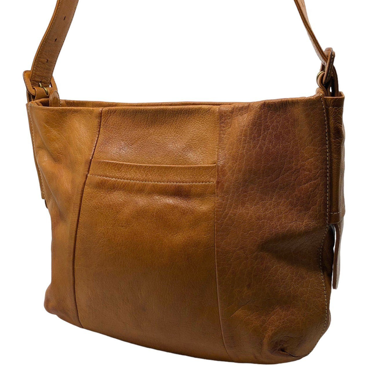 genten(ゲンテン) leather shoulder bag レザー ショルダー バッグ 本革 大きめ 収納多い マロン ブラウン