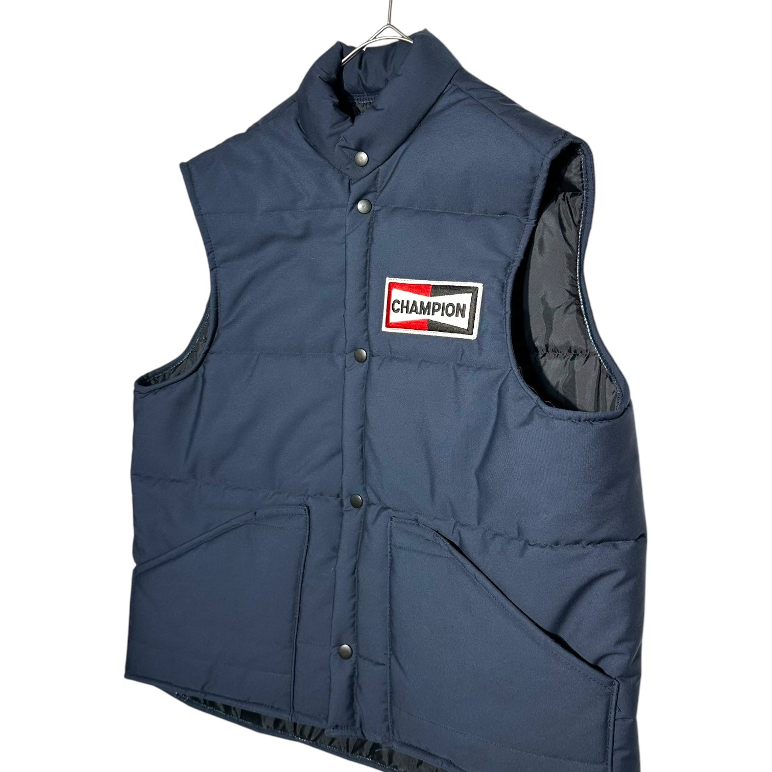 SNAP’N’WEAR(スナップンウェア) CHAMPION badge cotton racing vest チャンピオン ワッペン 中綿 レーシング ベスト L ネイビー