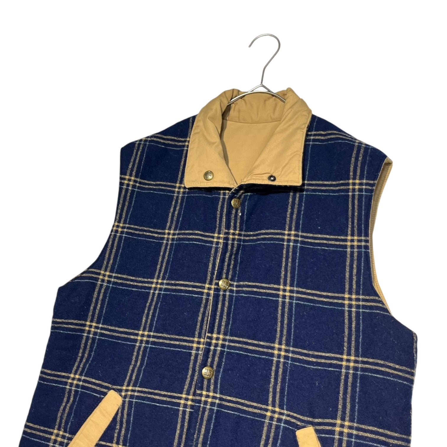 Columbia(コロンビア) 70's~80's Reversible cotton wool vest リバーシブル コットン ウール ベスト M ベージュ×ネイビー 70年代~80年代 ヴィンテージ イエローストーンタグ