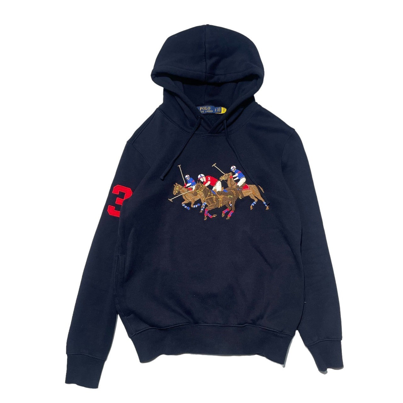 POLO RALPH LAUREN(ポロラルフローレン) polo player embroidery pullover hoodie ポロ 選手 ビッグ ポニー プルオーバー パーカー S ネイビー
