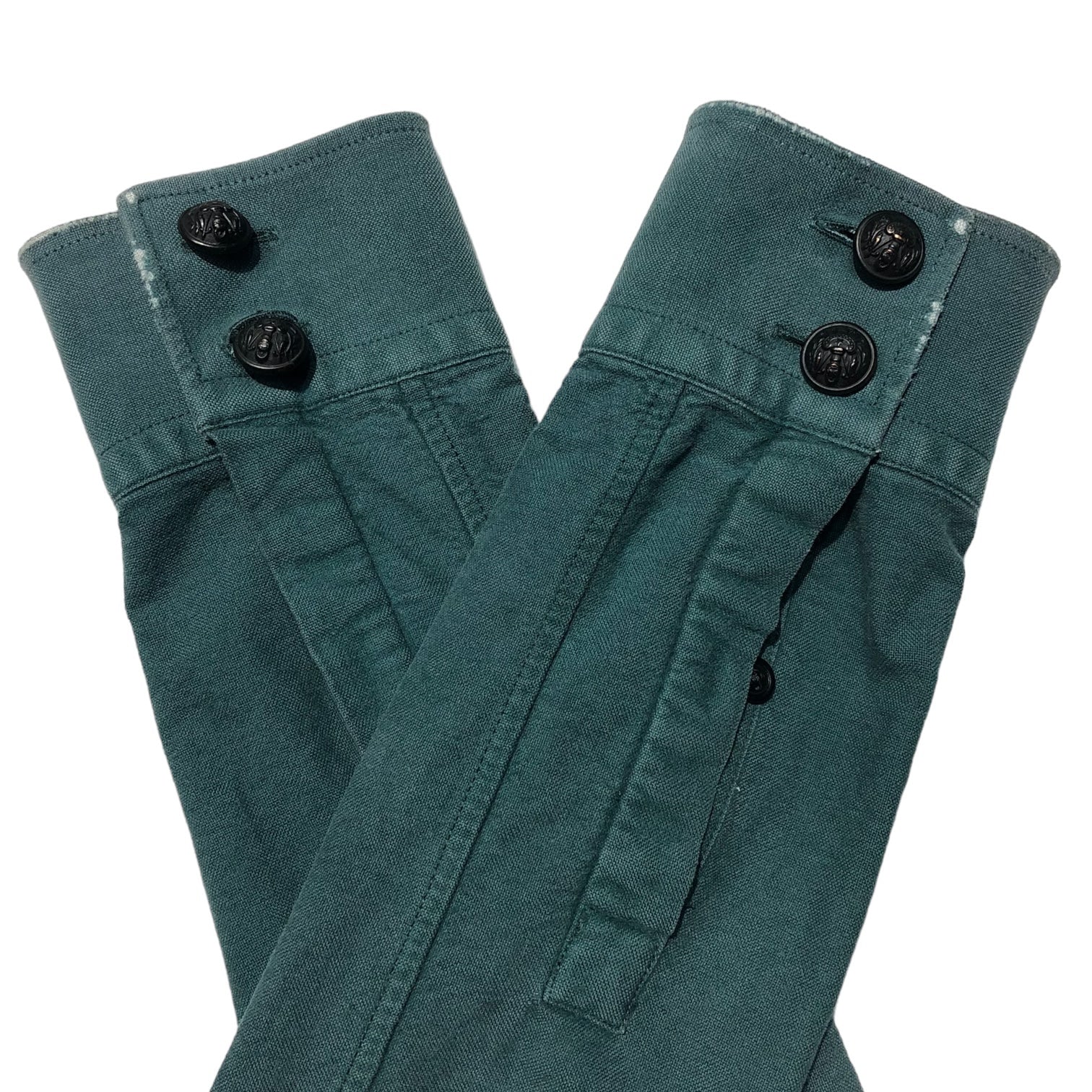 BALMAIN(バルマン) 00's epaulette cotton shirt エポレット ミリタリー コットン 比翼 長袖 シャツ 14 1/2 37(S程度) グリーン フランス製