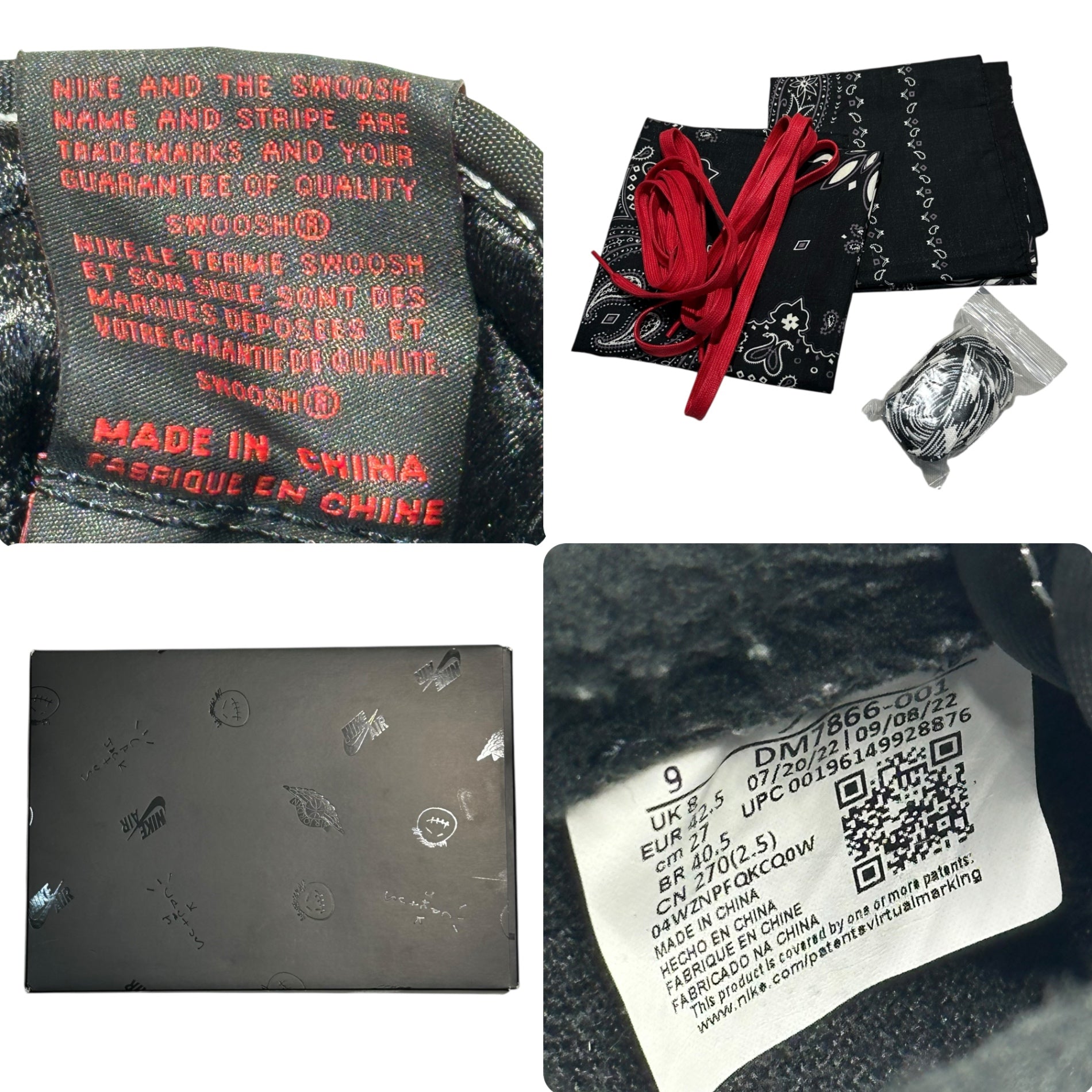 Travis Scott × NIKE(トラヴィススコット × ナイキ) AIR JORDAN 1 LOW OG SP エアジョーダンワン ロー スニーカー DM7866-001 27.0cm ブラック Black Phantom