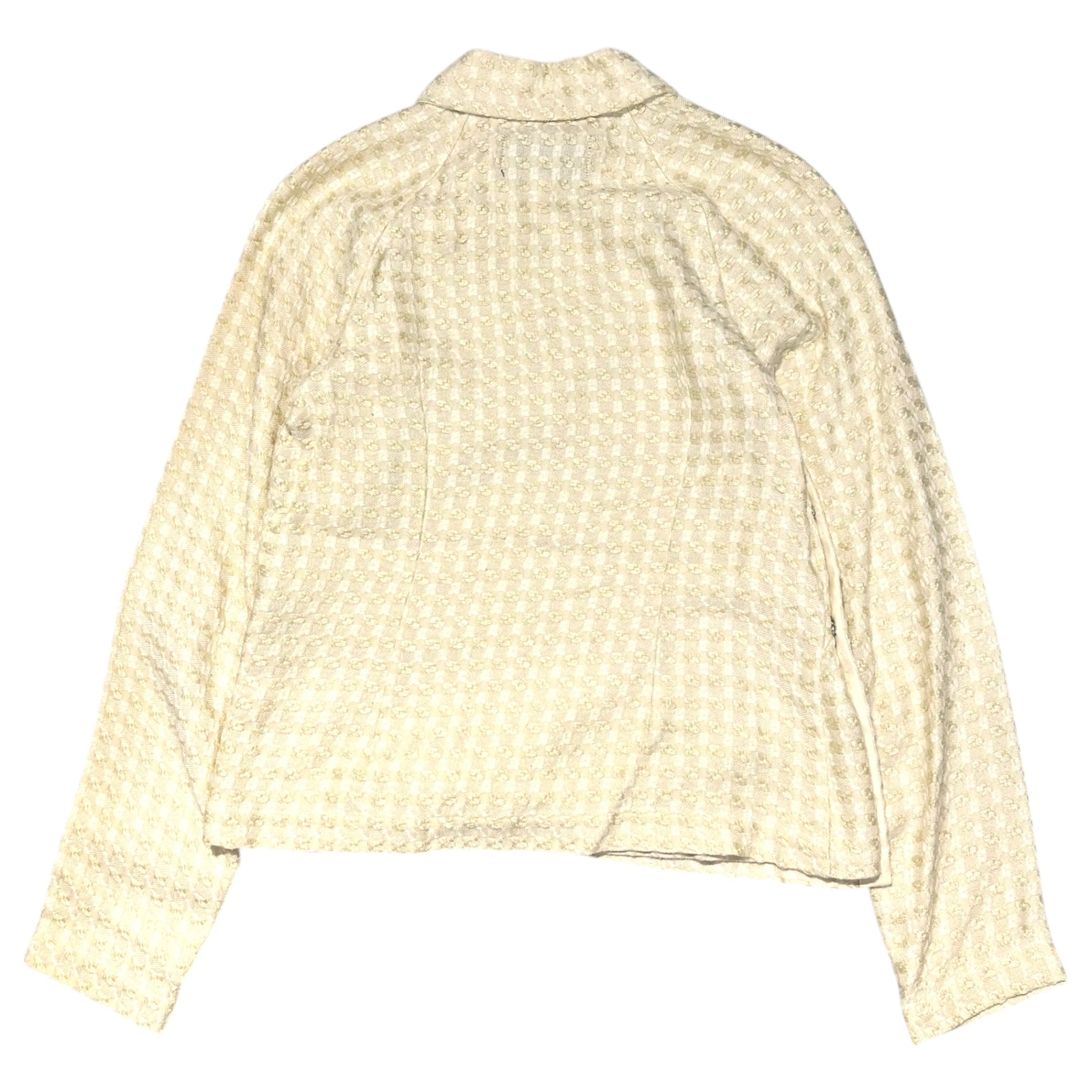 tricot COMME des GARCONS(トリココムデギャルソン) 98SS Vintage Round collar overlapping buttons woven shirt jacket ヴィンテージ 丸襟 重ねボタン 織り シャツ ジャケット TB-020140 FREE アイボリー AD1997