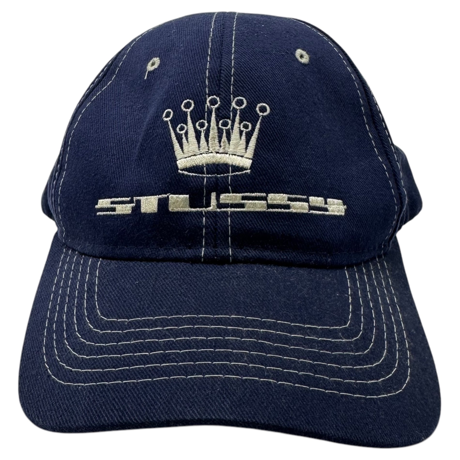 STUSSY(ステューシー) 90’s Crown Logo Embroidery Snapback Cap クラウン キャップ スナップ バッグ キャップ ネイビー 90年代 ヴィンテージ 帽子