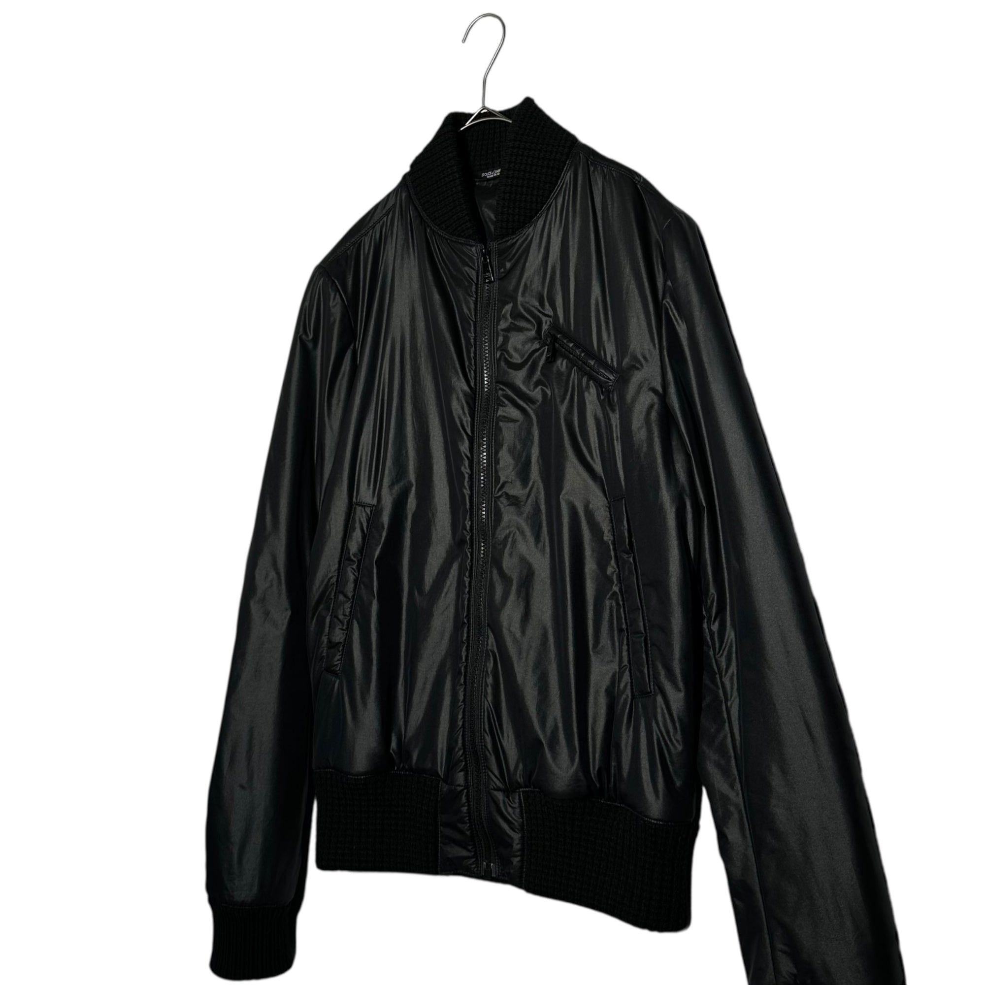 DOLCE&GABBANA(ドルチェ&ガッバーナドルガバ) 00s Knit ribbed cotton zip-up blouson 00年代 ニットリブ 中綿 ジップアップ ブルゾン G9L06T/FUMN4 46(S) ブラック