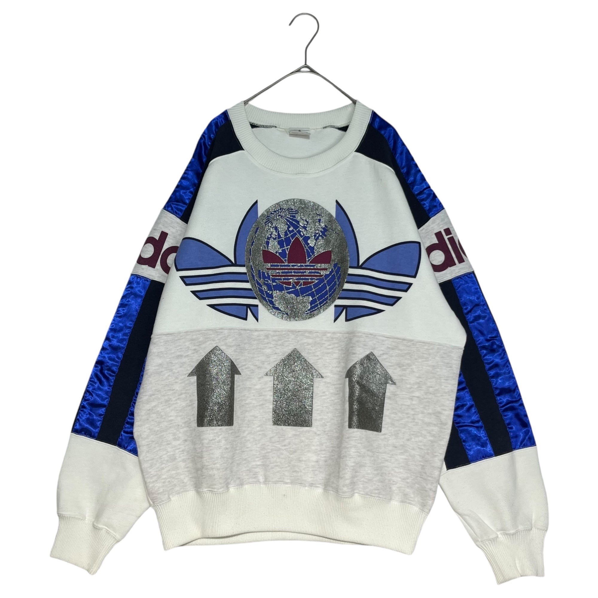 adidas(アディダス) 80’s ~ 90's Vintage sweatshirt ヴィンテージ ロゴ スウェット AA-3220 L-O  ホワイト×ブルー 80年代～90年代